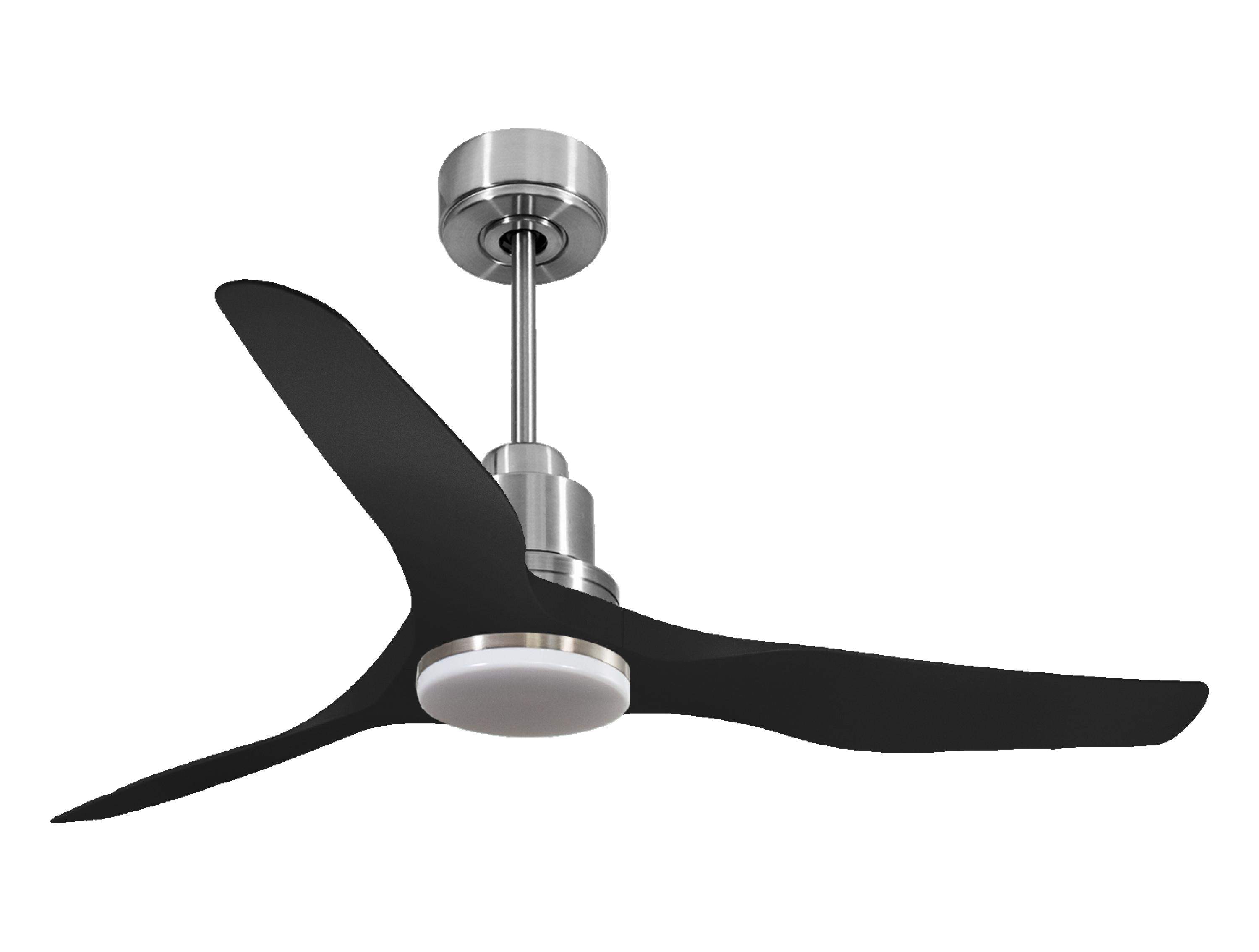 Ventilatore da soffitto Reversibile Termostato Dimmabile Wifi Motore CC Tetti inclinati Telecomando Luce a tre toni Adattatore 2/3 lame Hypersilence Memoria