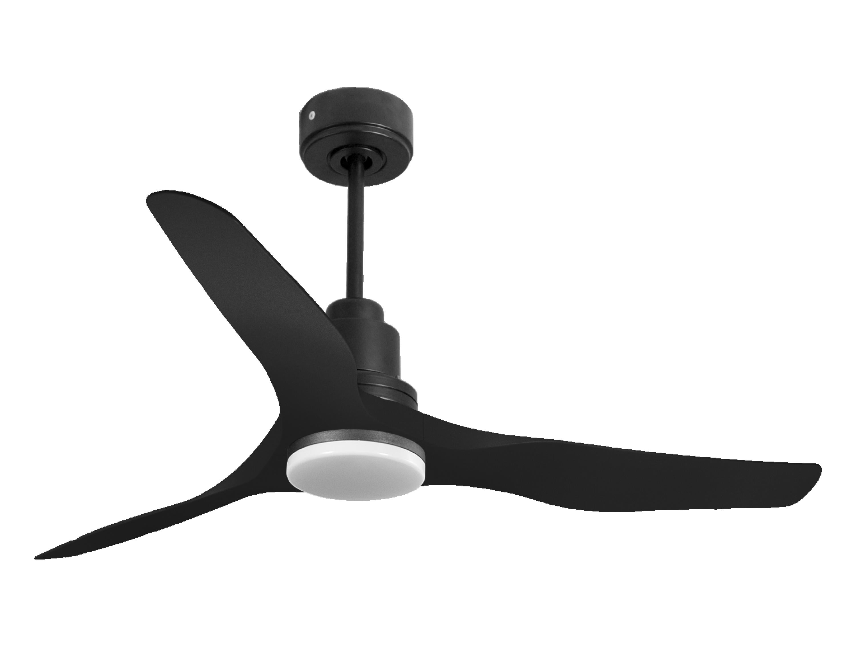 Ventilatore da soffitto Reversibile Termostato Dimmabile Wifi Motore CC Tetti inclinati Telecomando Luce a tre toni Adattatore 2/3 lame Hypersilence Memoria