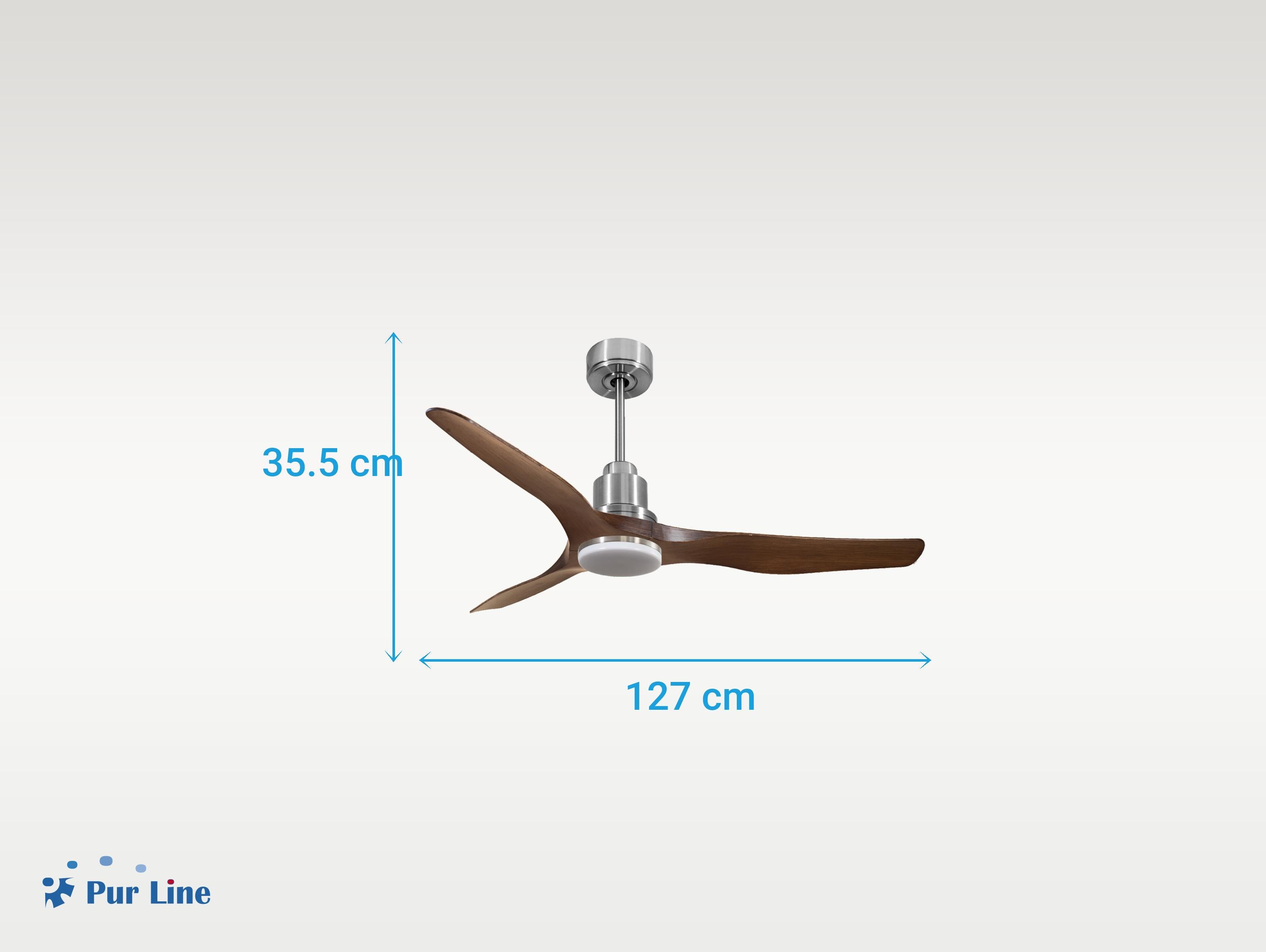 Ventilatore da soffitto Reversibile Termostato Dimmabile Wifi Motore CC Tetti inclinati Telecomando Luce a tre toni Adattatore 2/3 lame Hypersilence Memoria