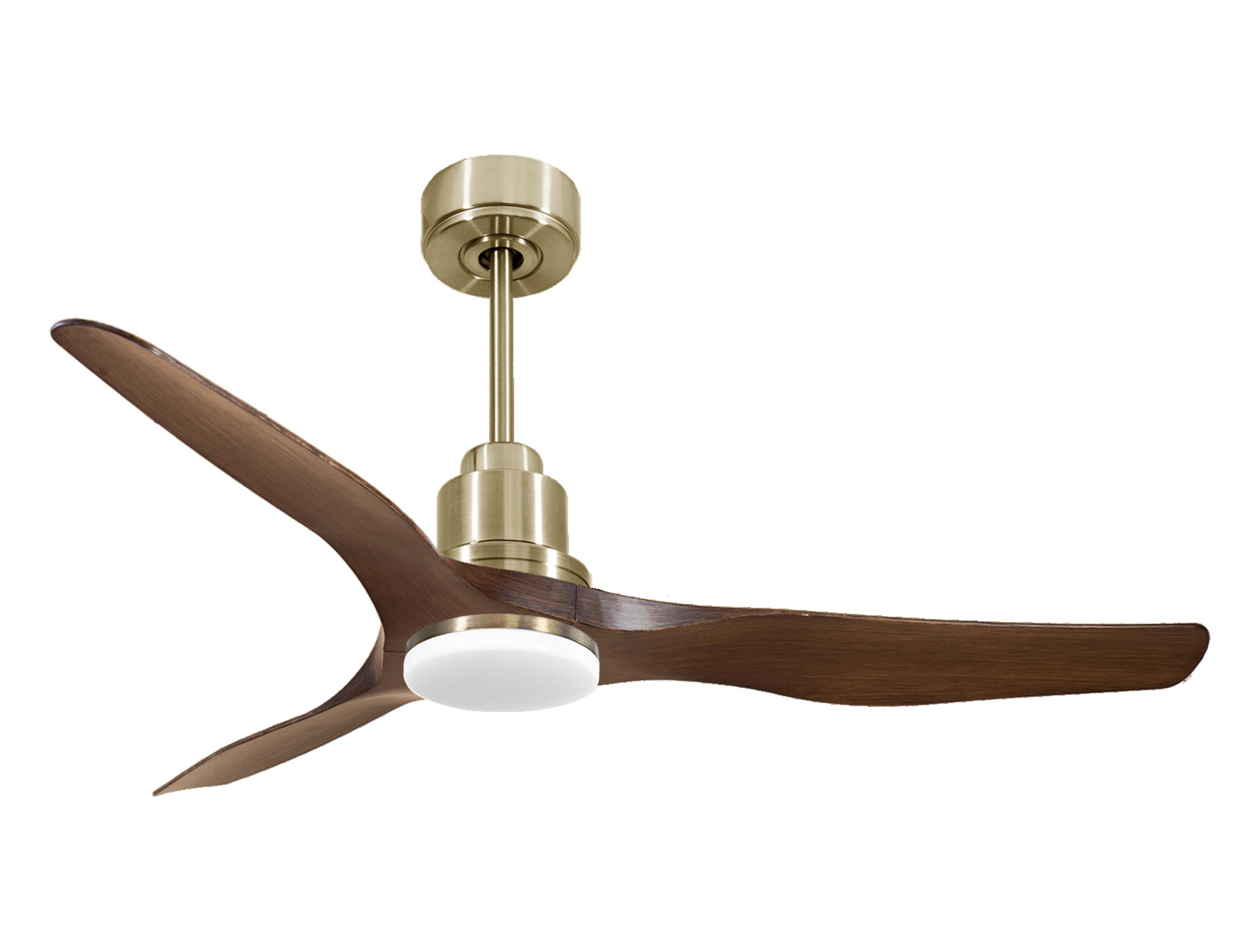 Ventilatore da soffitto Reversibile Termostato Dimmabile Wifi Motore CC Tetti inclinati Telecomando Luce a tre toni Adattatore 2/3 lame Hypersilence Memoria