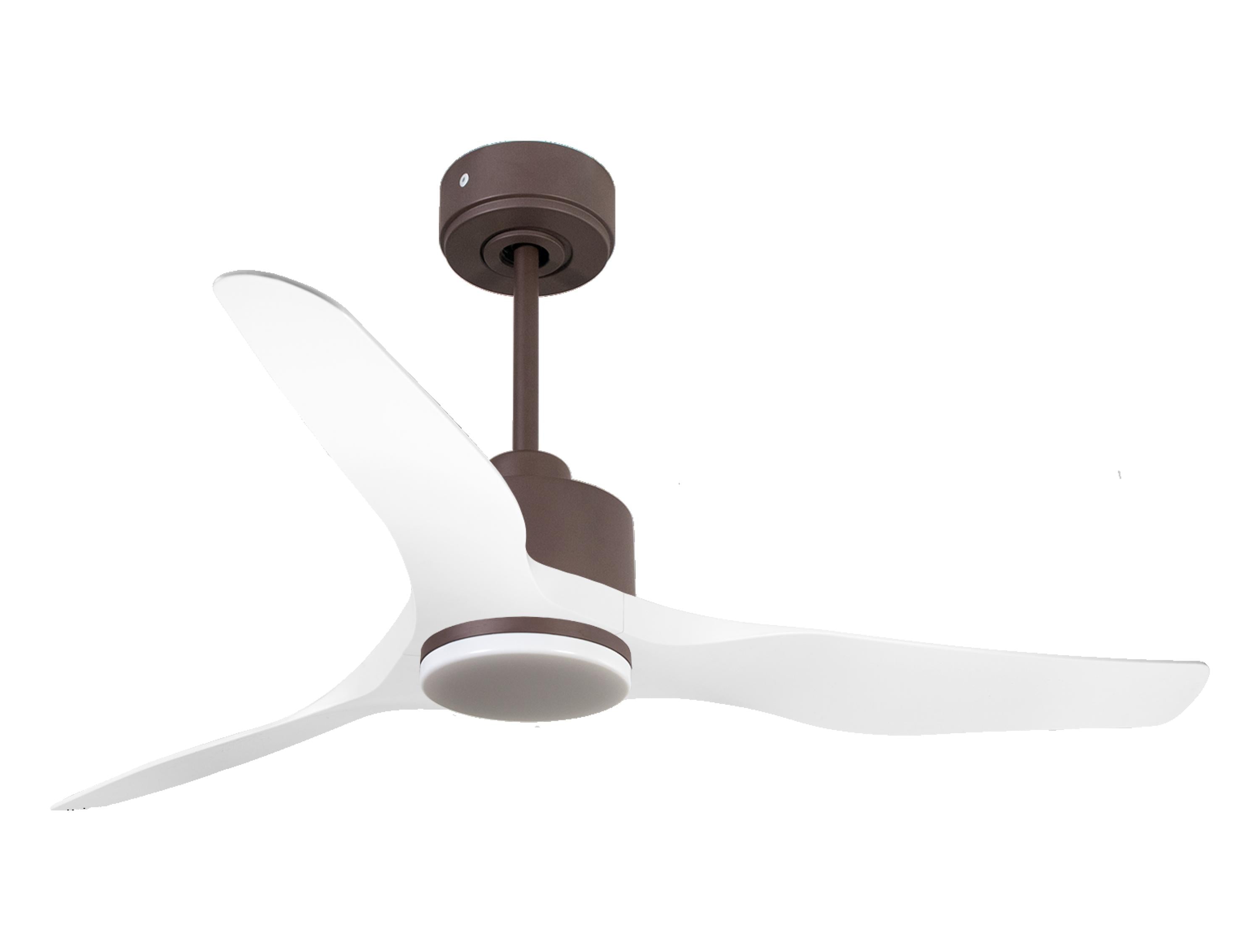 Ventilatore da soffitto Reversibile Termostato Dimmabile Wifi Motore CC Tetti inclinati Telecomando Luce a tre toni Adattatore 2/3 lame Hypersilence Memoria