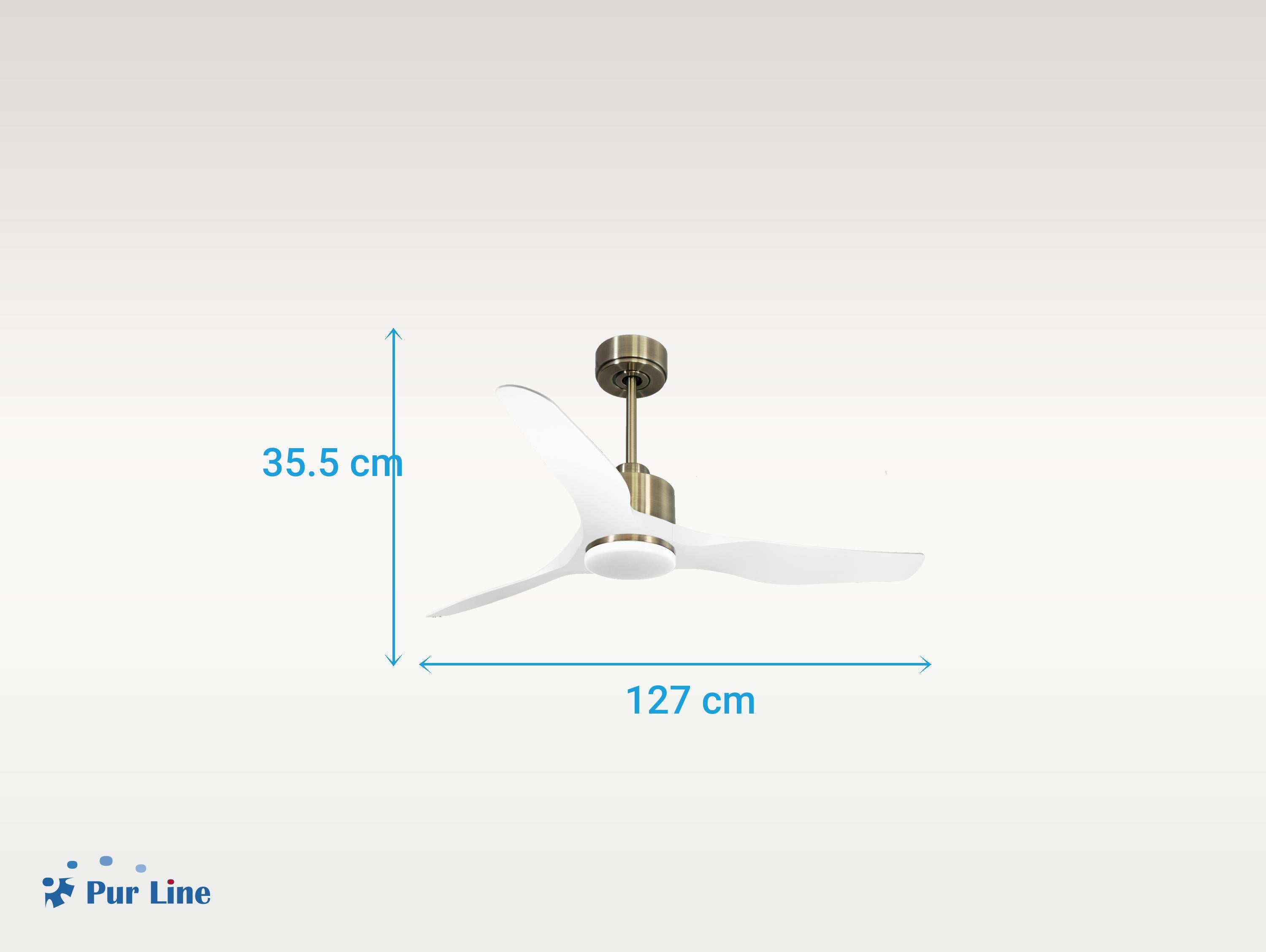 Ventilatore da soffitto Reversibile Termostato Dimmabile Wifi Motore CC Tetti inclinati Telecomando Luce a tre toni Adattatore 2/3 lame Hypersilence Memoria