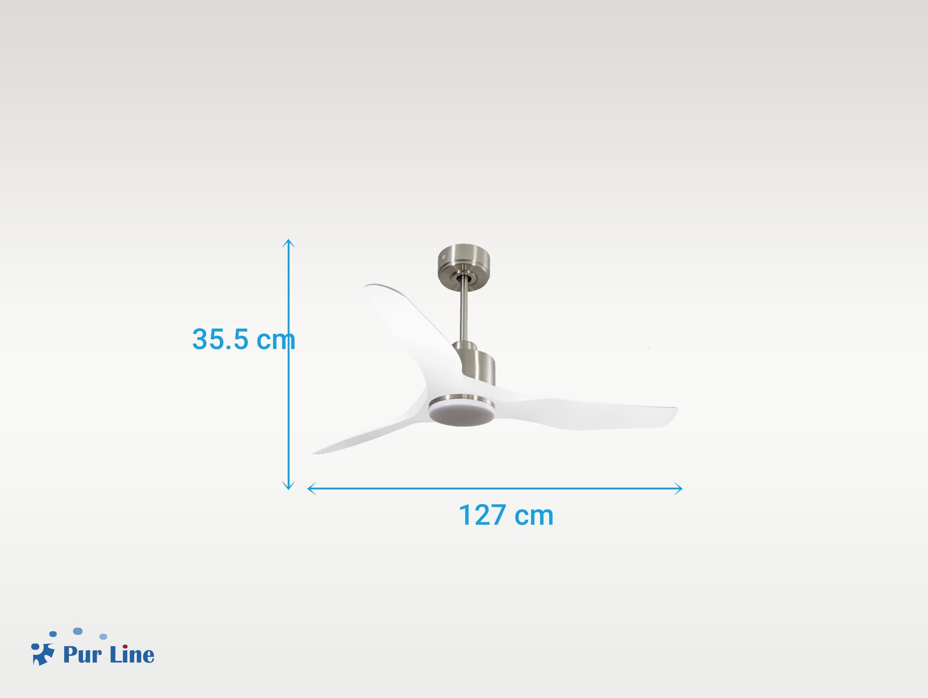 Ventilatore da soffitto Reversibile Termostato Dimmabile Wifi Motore CC Tetti inclinati Telecomando Luce a tre toni Adattatore 2/3 lame Hypersilence Memoria