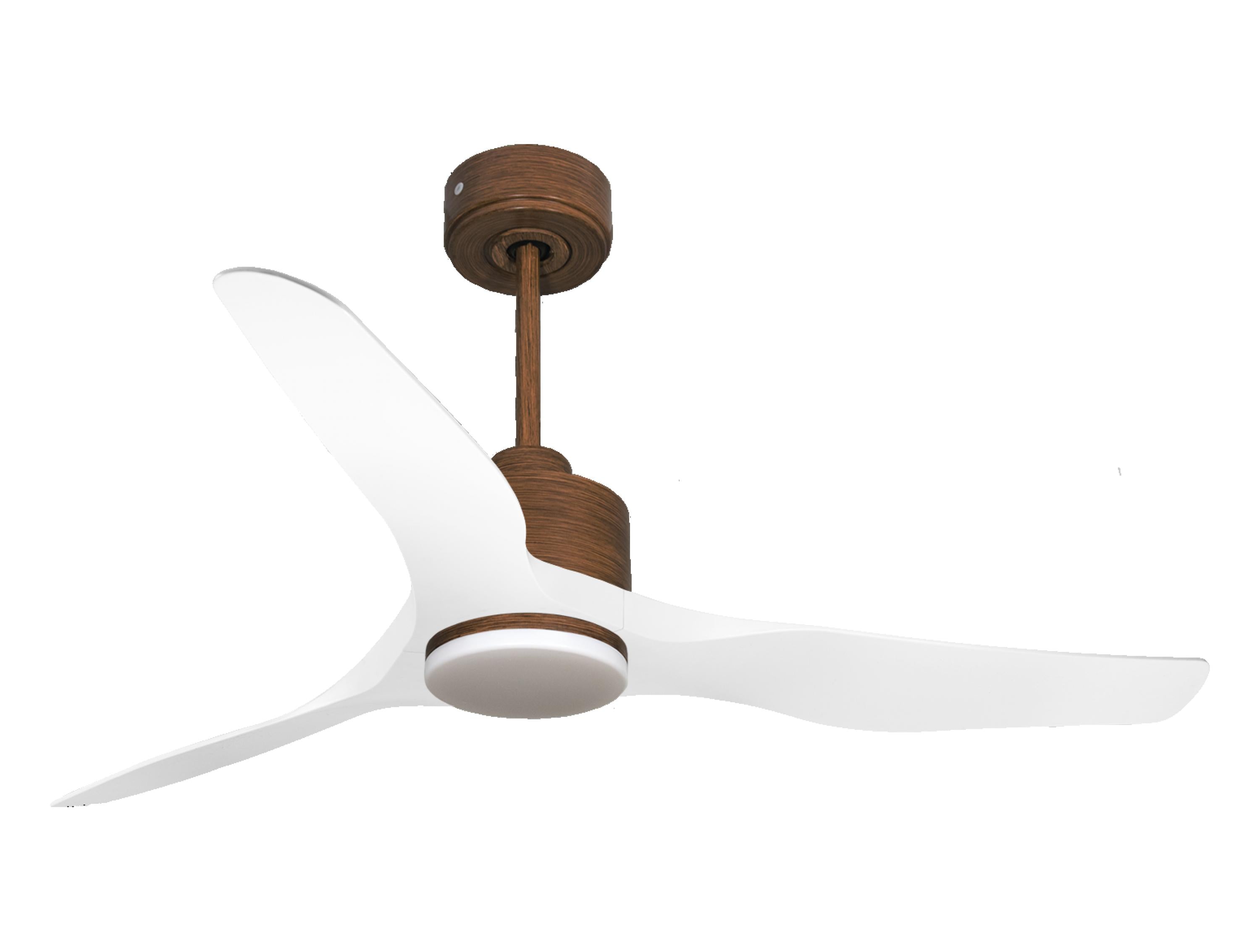 Ventilatore da soffitto Reversibile Termostato Dimmabile Wifi Motore CC Tetti inclinati Telecomando Luce a tre toni Adattatore 2/3 lame Hypersilence Memoria