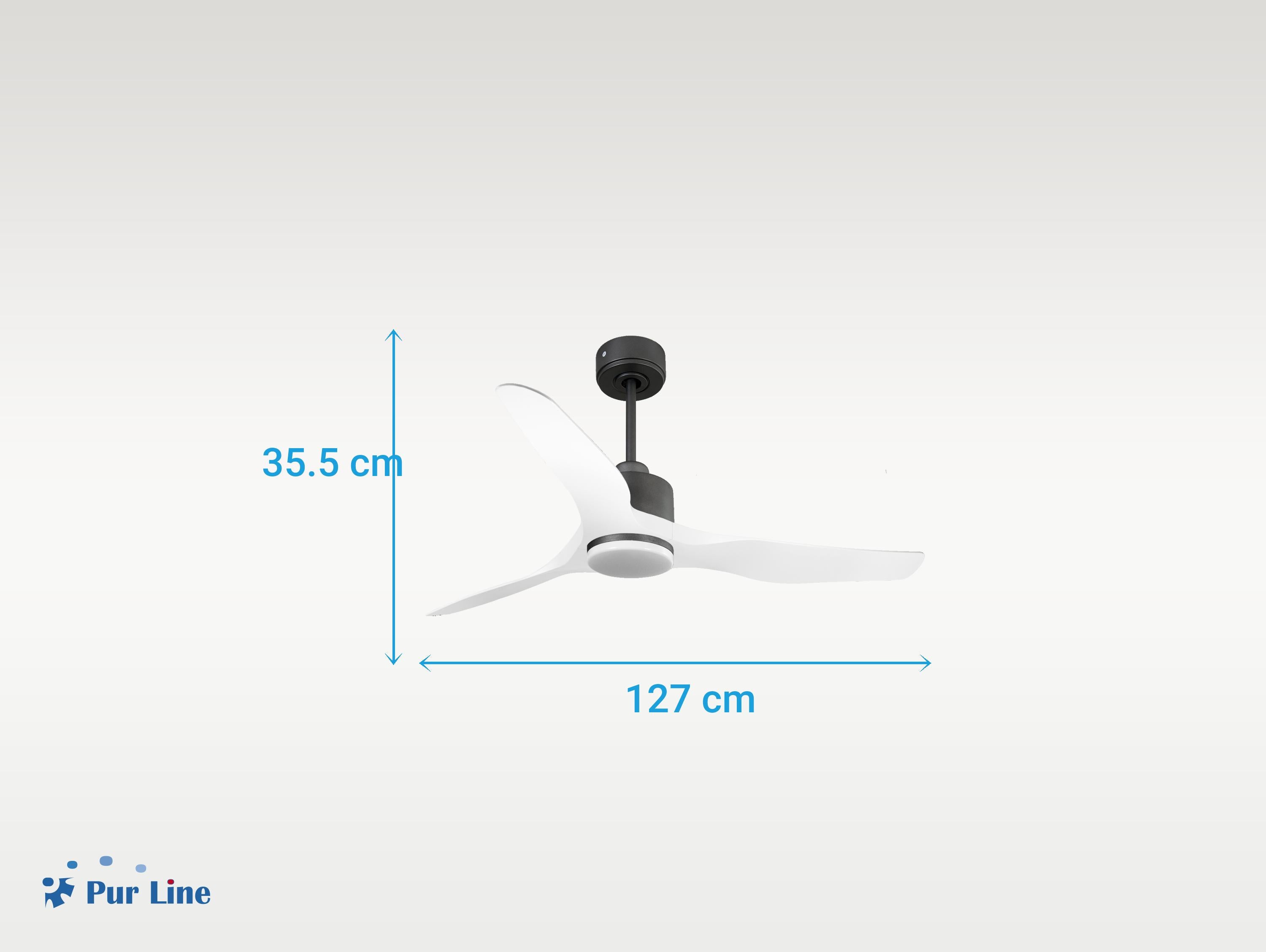 Ventilatore da soffitto Reversibile Termostato Dimmabile Wifi Motore CC Tetti inclinati Telecomando Luce a tre toni Adattatore 2/3 lame Hypersilence Memoria