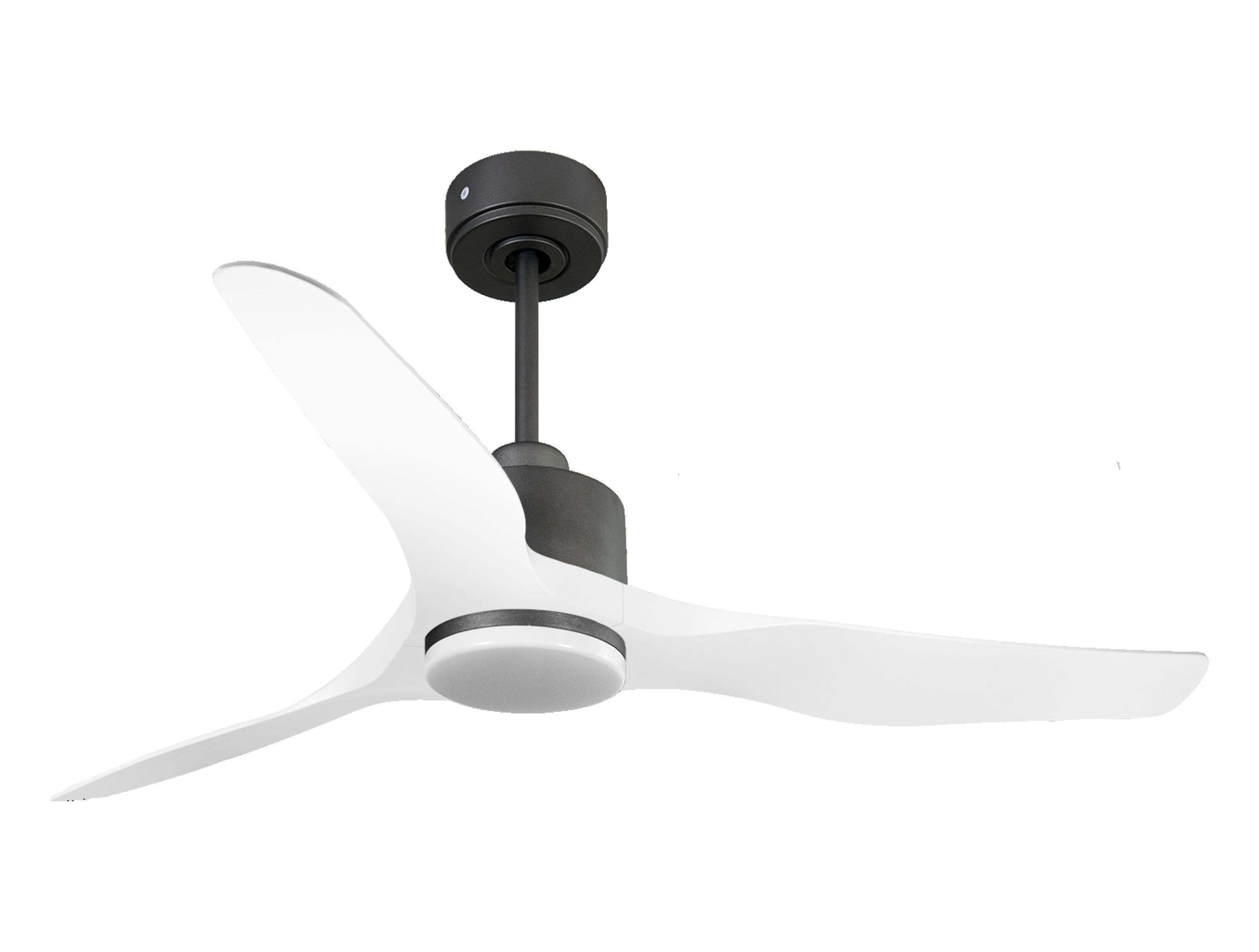 Ventilatore da soffitto Reversibile Termostato Dimmabile Wifi Motore CC Tetti inclinati Telecomando Luce a tre toni Adattatore 2/3 lame Hypersilence Memoria