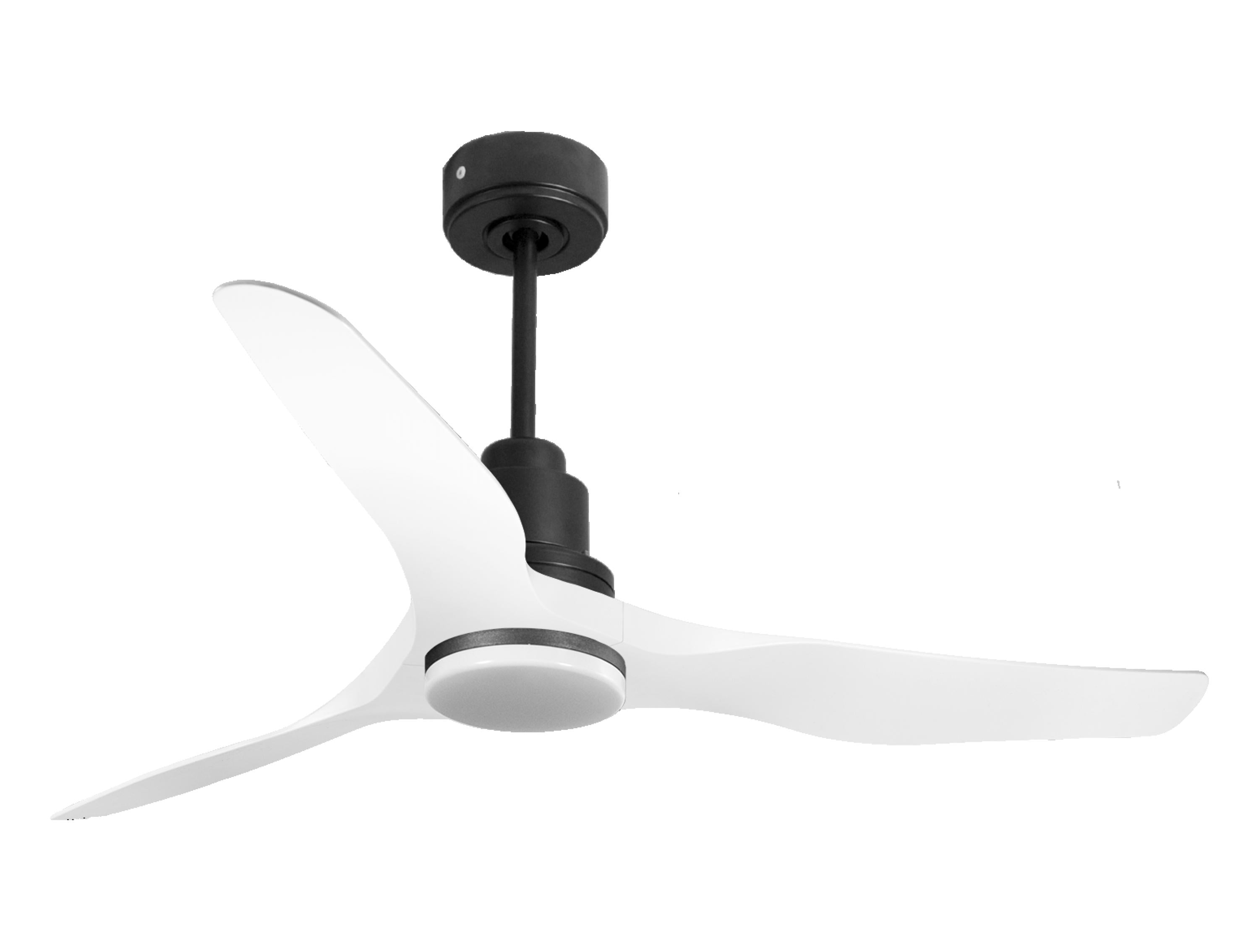 Ventilatore da soffitto Reversibile Termostato Dimmabile Wifi Motore CC Tetti inclinati Telecomando Luce a tre toni Adattatore 2/3 lame Hypersilence Memoria