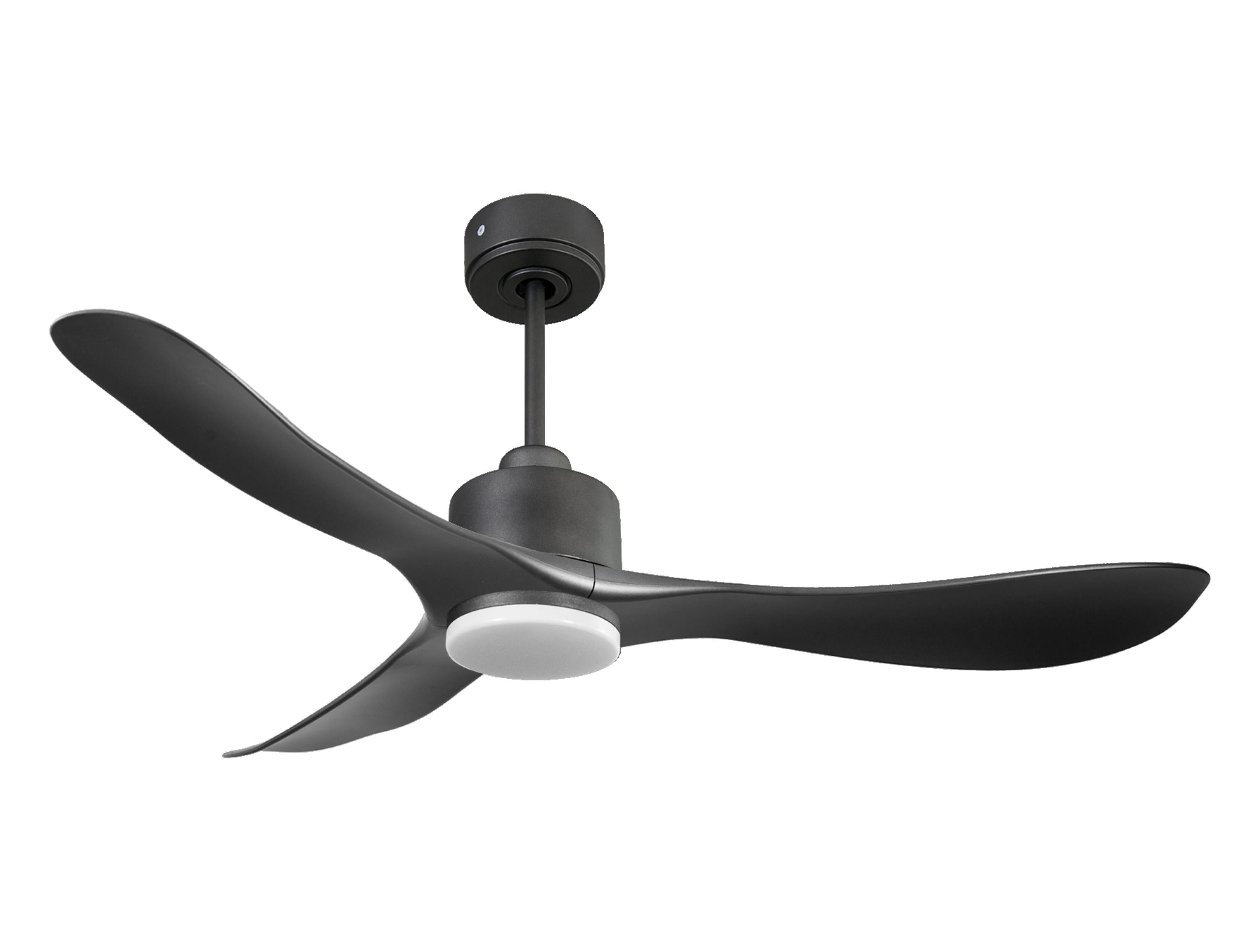 Ventilatore da soffitto Reversibile Termostato Dimmabile Wifi Motore CC Tetti inclinati Telecomando Luce a tre toni Hypersilence Memoria