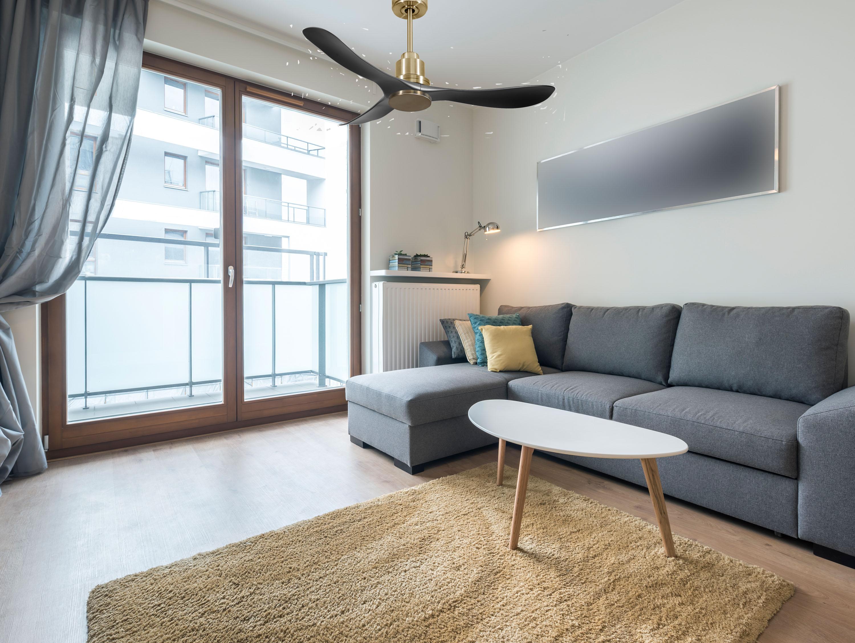 Ventilatore da soffitto Reversibile Termostato Wifi Motore CC Tetti inclinati Telecomando Hypersilence Memoria Shopify Vendible (AUTOMATICO)