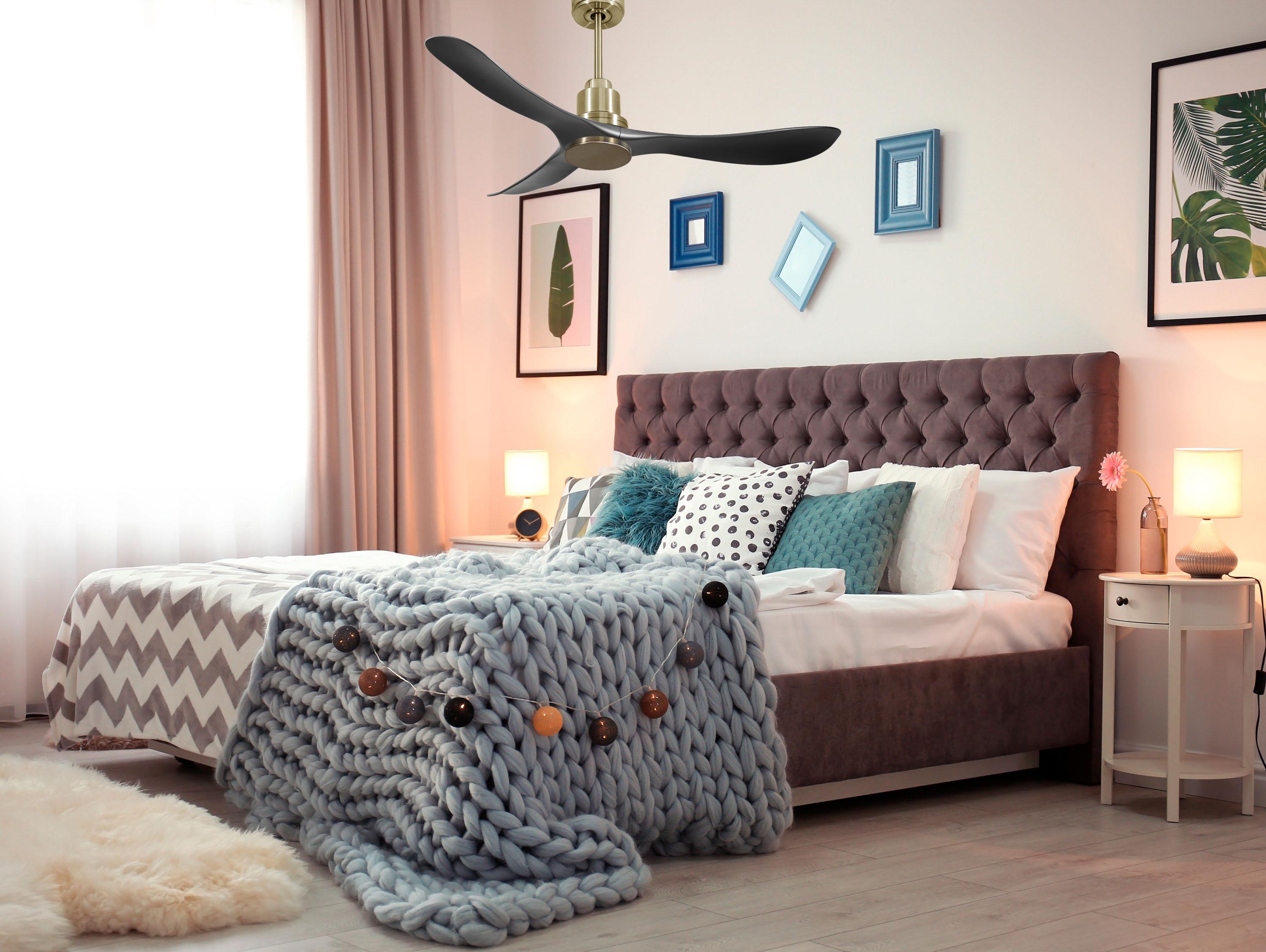Ventilatore da soffitto Reversibile Termostato Wifi Motore CC Tetti inclinati Telecomando Hypersilence Memoria Shopify Vendible (AUTOMATICO)