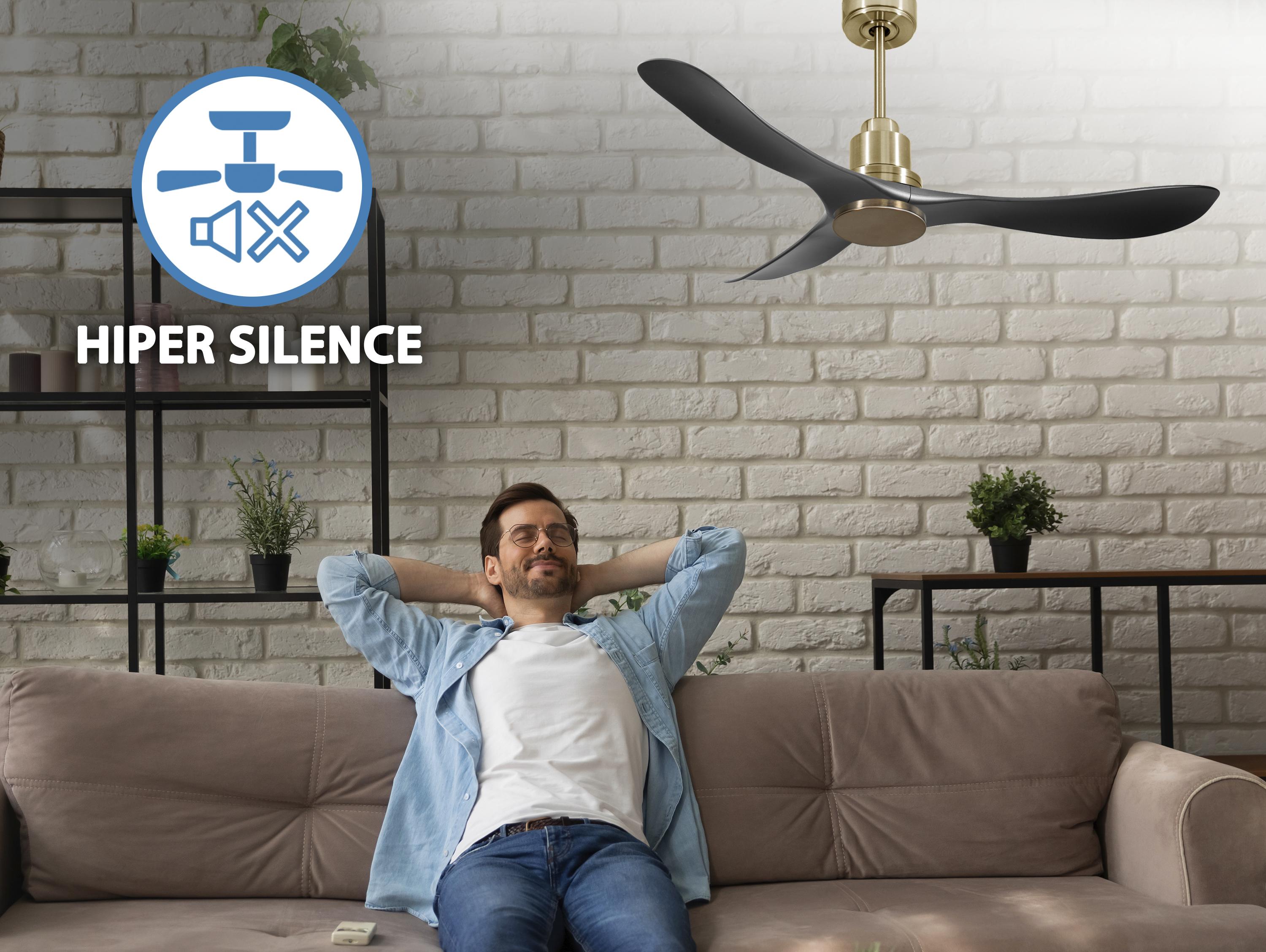 Ventilatore da soffitto Reversibile Termostato Wifi Motore CC Tetti inclinati Telecomando Hypersilence Memoria Shopify Vendible (AUTOMATICO)