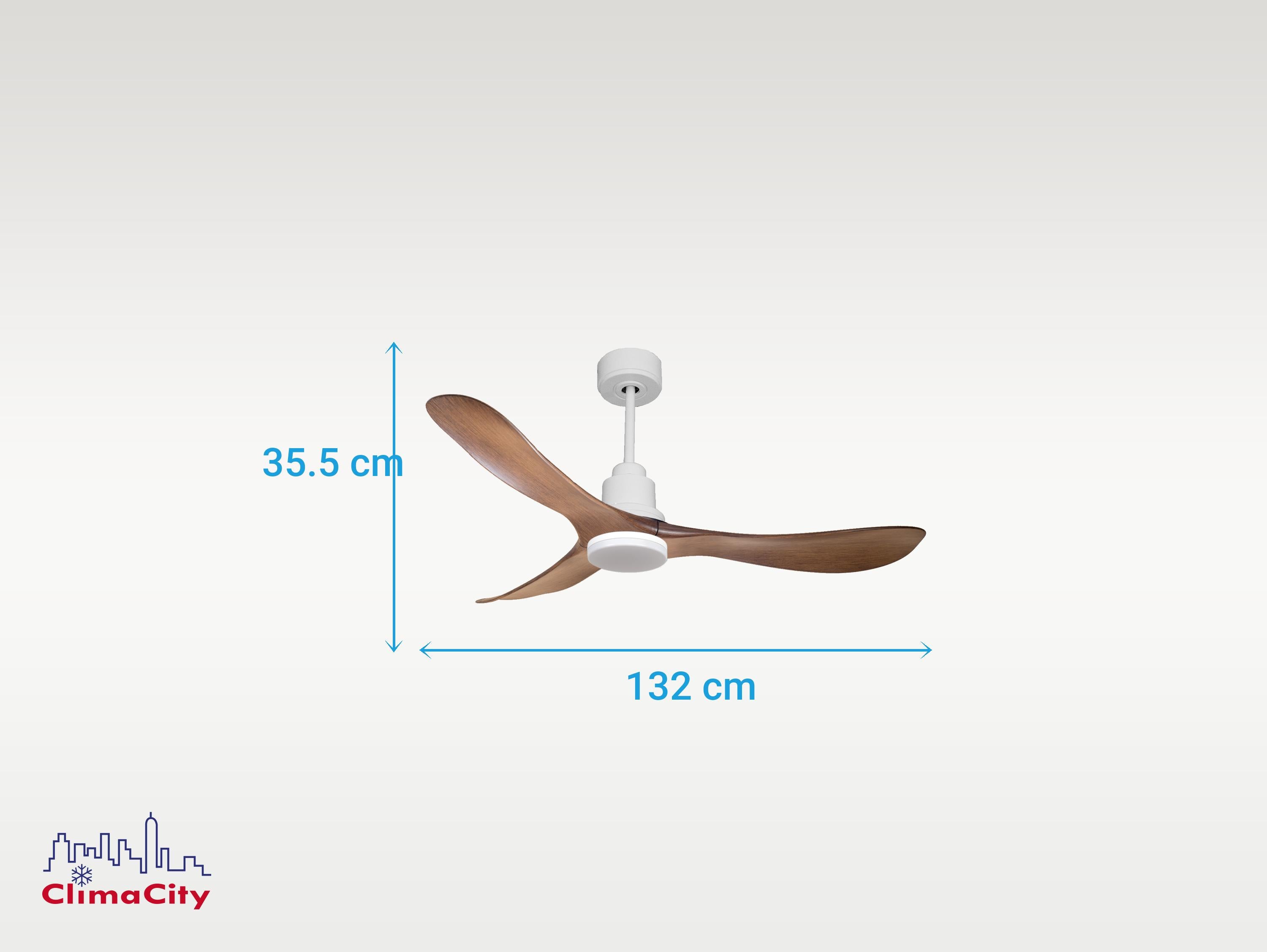 Ventilatore da soffitto Reversibile Termostato Dimmabile Wifi Motore CC Tetti inclinati Telecomando Luce a tre toni Hypersilence Memoria