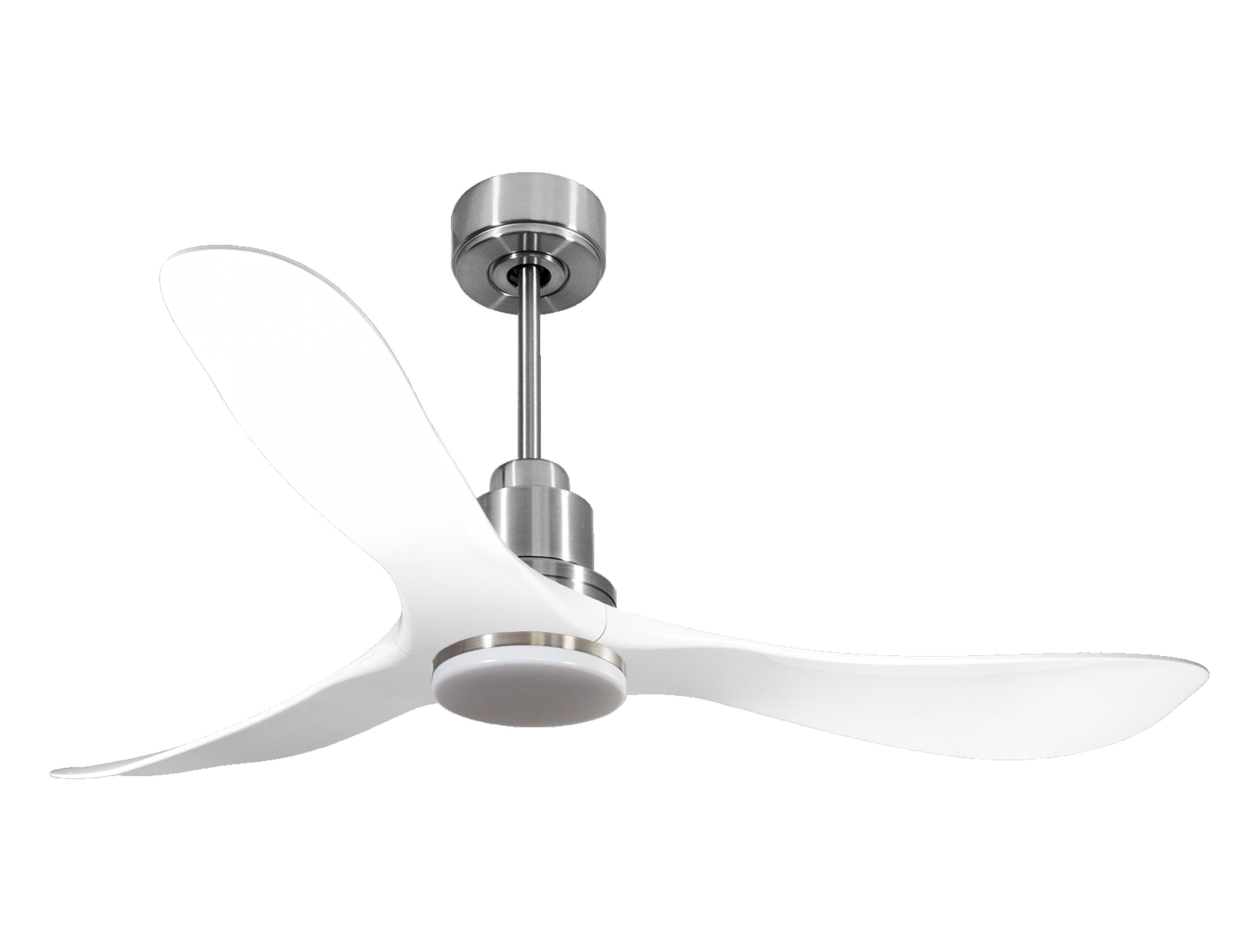 Ventilatore da soffitto Reversibile Termostato Dimmabile Wifi Motore CC Tetti inclinati Telecomando Luce a tre toni Hypersilence Memoria