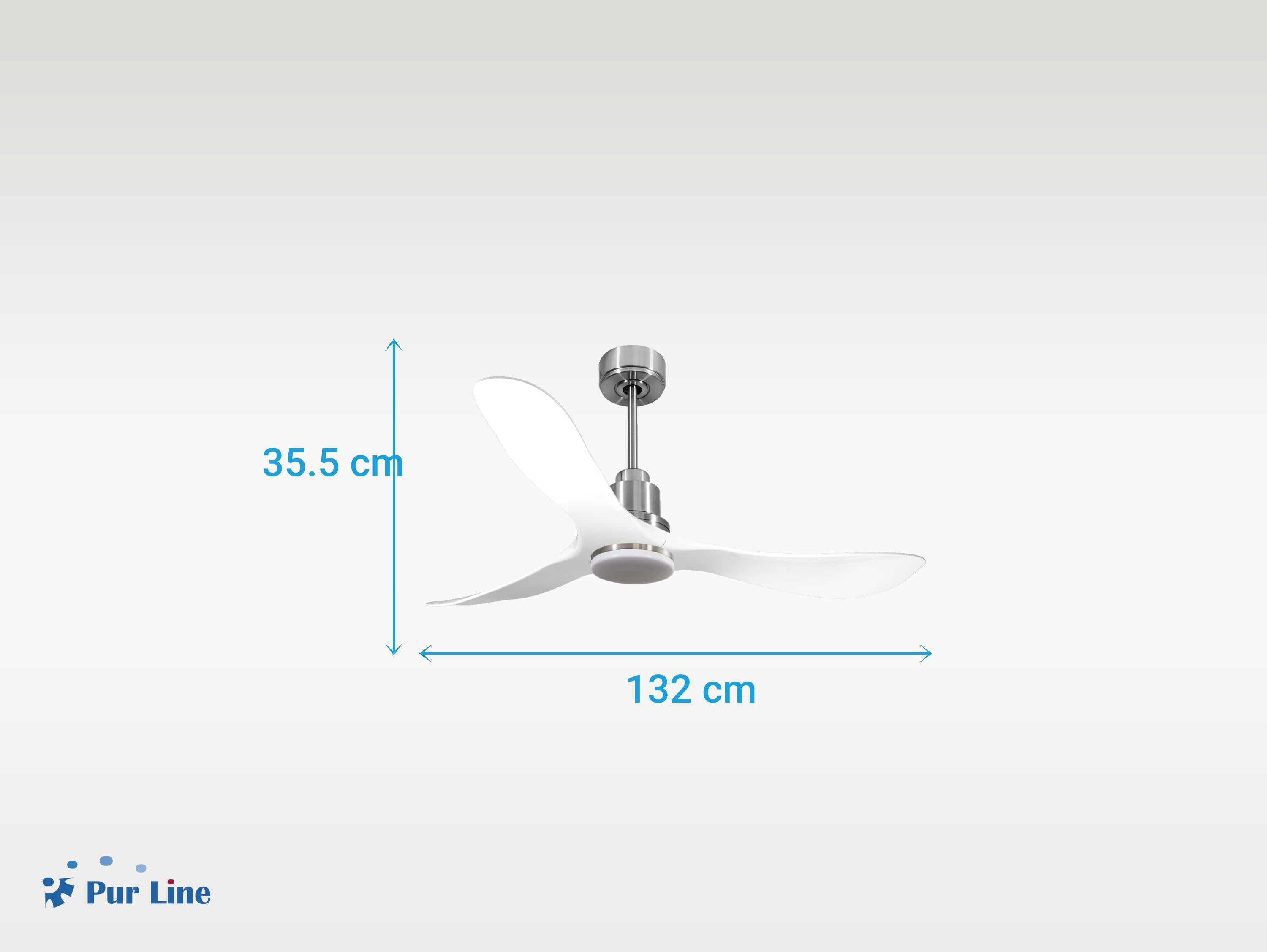 Ventilatore da soffitto Reversibile Termostato Dimmabile Wifi Motore CC Tetti inclinati Telecomando Luce a tre toni Hypersilence Memoria