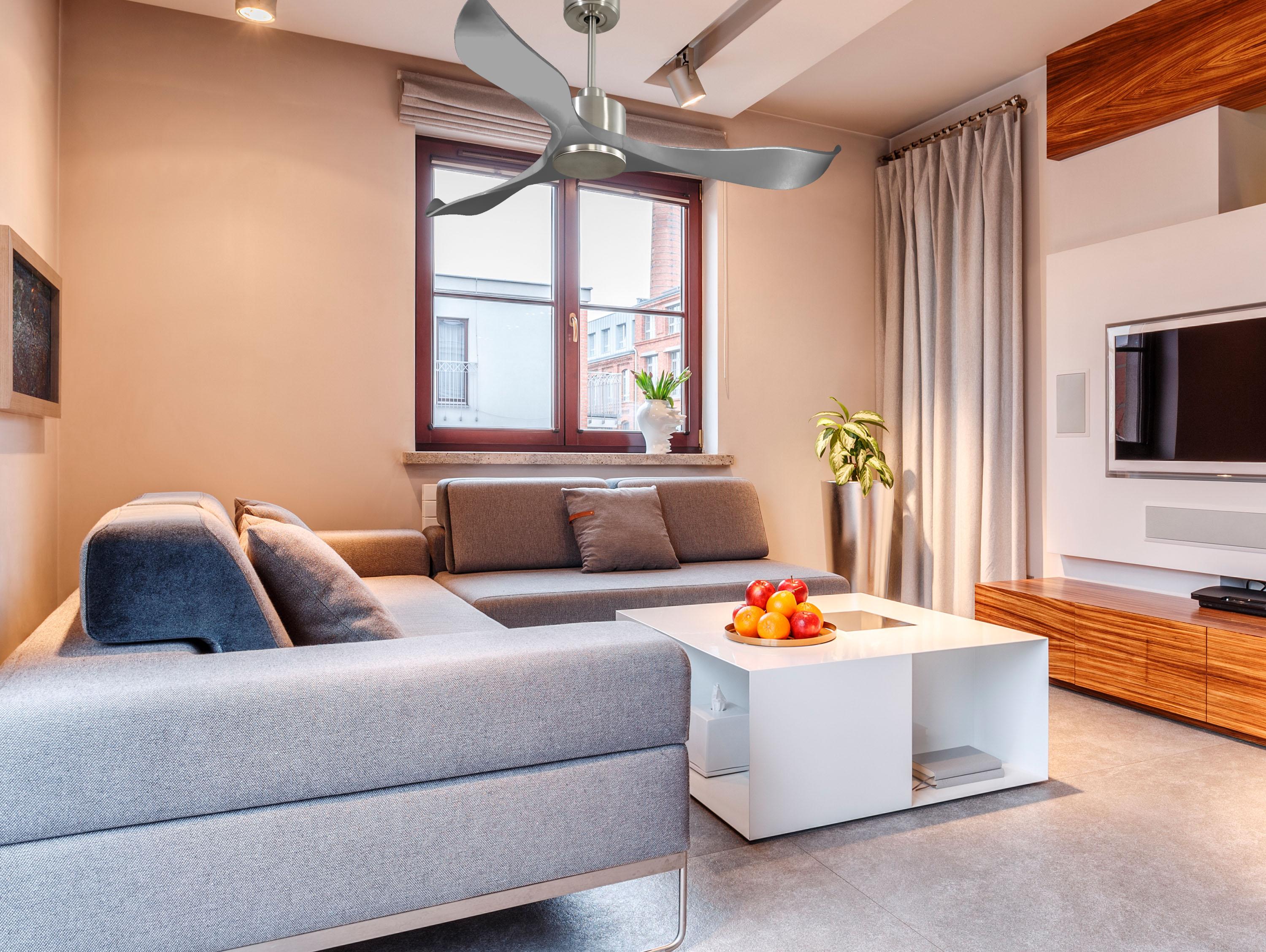Ventilatore da soffitto Reversibile Termostato Wifi Motore CC Tetti inclinati Telecomando Memoria