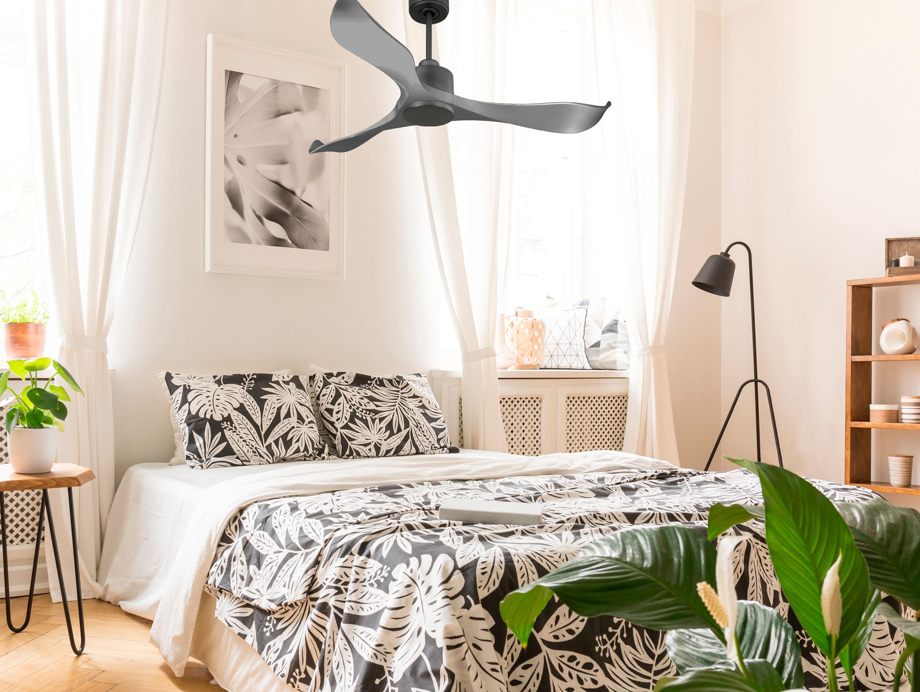 Ventilatore da soffitto Reversibile Termostato Wifi Motore CC Tetti inclinati Telecomando Hypersilence Memoria Shopify Vendible (AUTOMATICO)