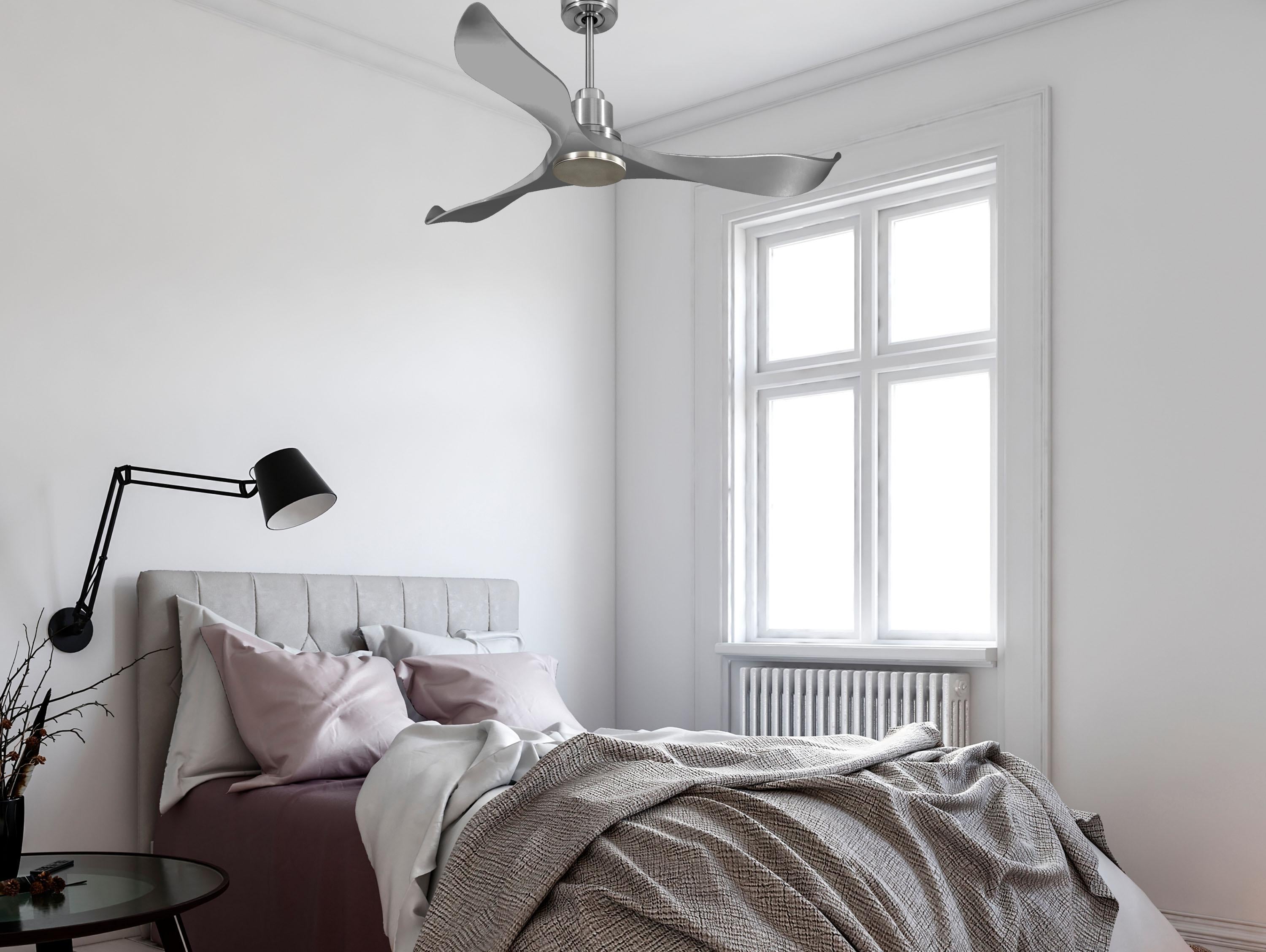 Ventilatore da soffitto Reversibile Termostato Wifi Motore CC Tetti inclinati Telecomando Hypersilence Memoria Shopify Vendible (AUTOMATICO)