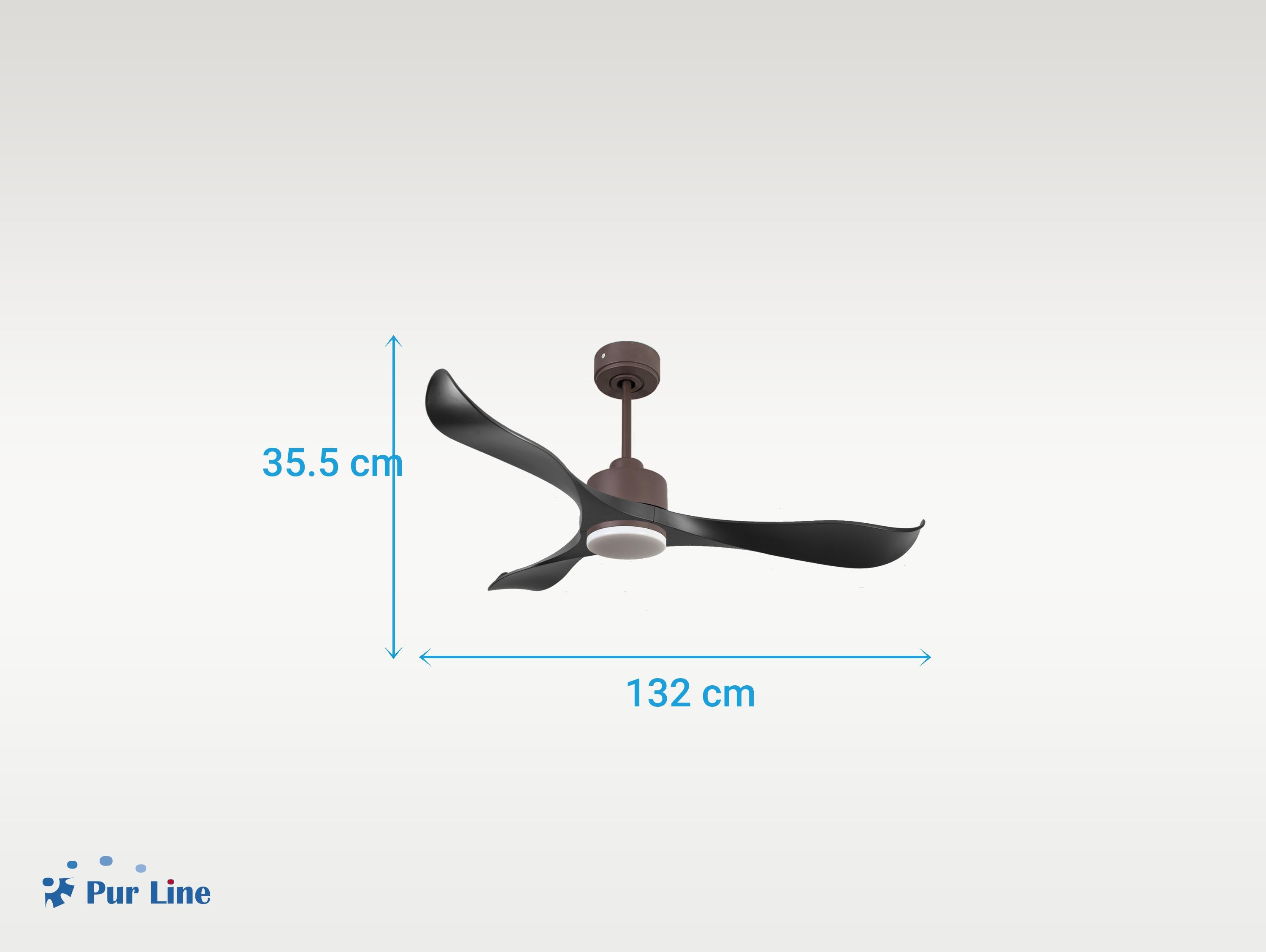 Ventilatore da soffitto Reversibile Termostato Dimmabile Wifi Motore CC Tetti inclinati Telecomando Luce a tre toni Adattatore 2/3 lame Hypersilence Memoria