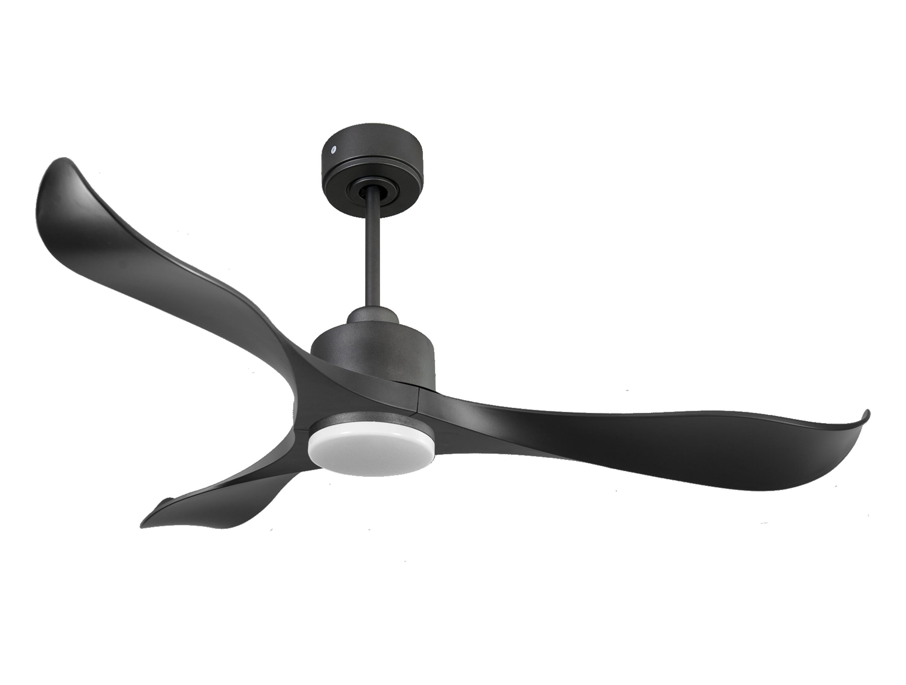 Ventilatore da soffitto Reversibile Termostato Dimmabile Wifi Motore CC Tetti inclinati Telecomando Luce a tre toni Adattatore 2/3 lame Hypersilence Memoria