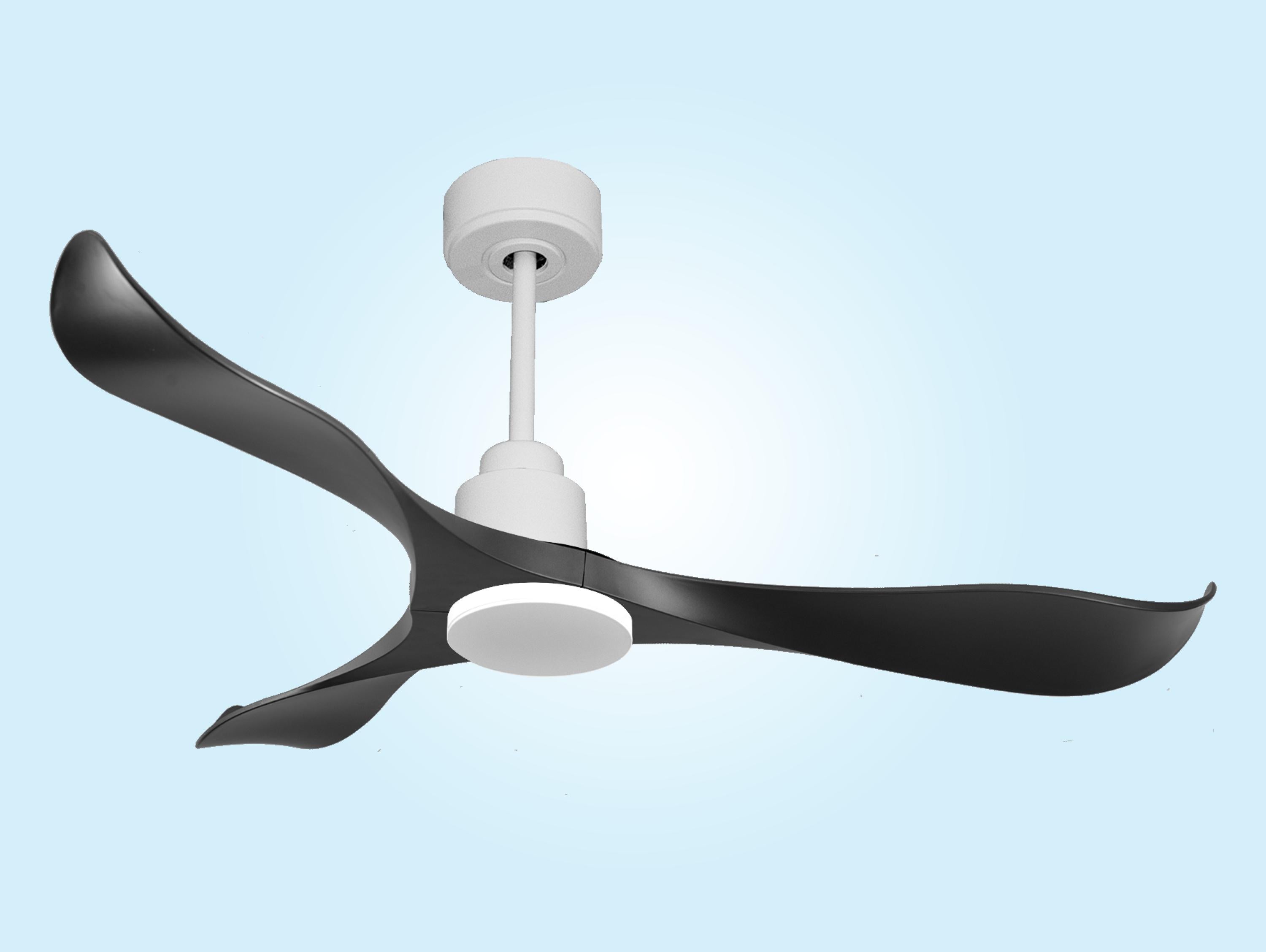 Ventilatore da soffitto Reversibile Termostato Wifi Motore CC Tetti inclinati Telecomando Adattatore 2/3 lame Hypersilence Memoria Shopify Vendible (AUTOMATICO)