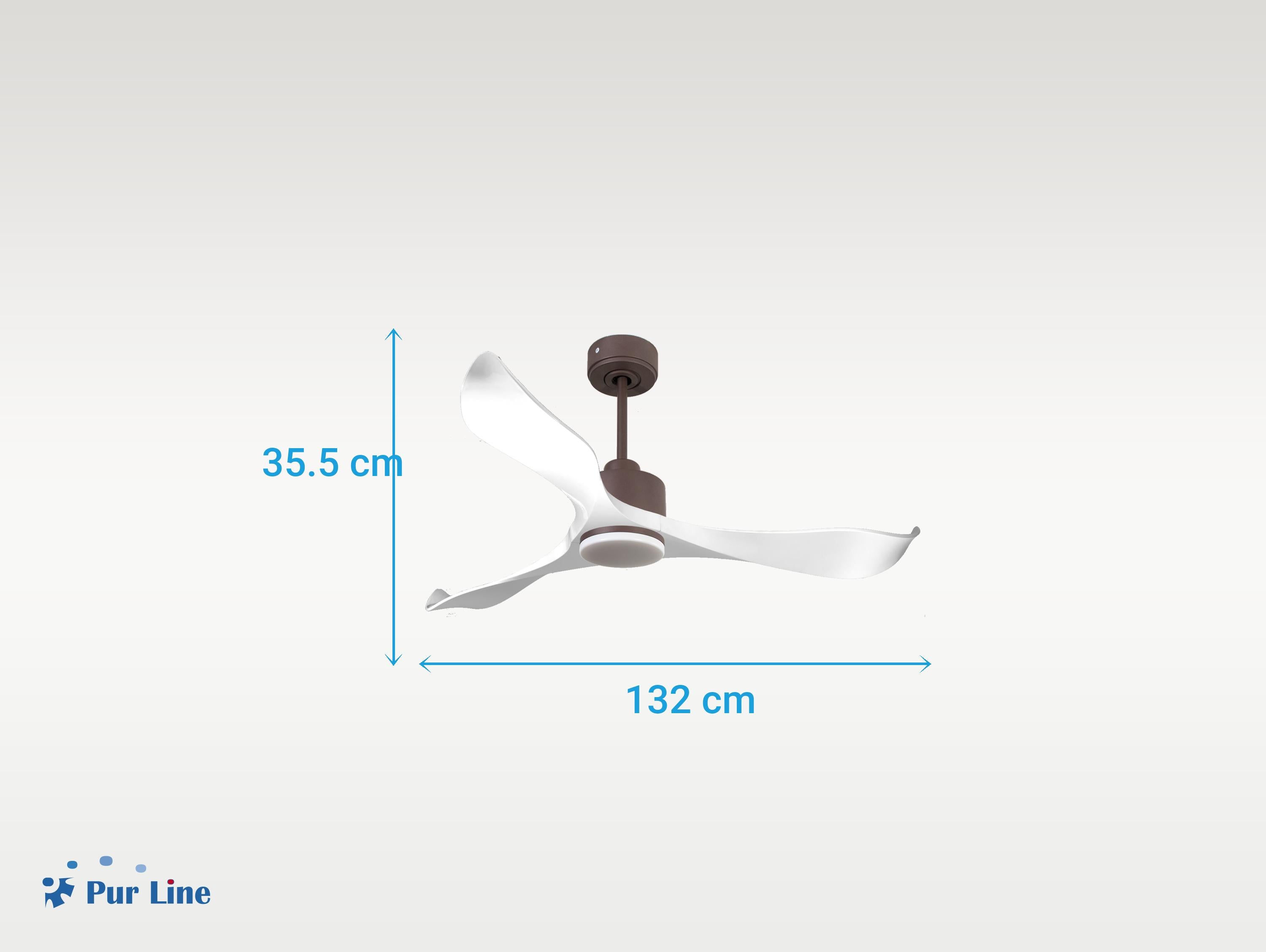 Ventilatore da soffitto Reversibile Termostato Dimmabile Wifi Motore CC Tetti inclinati Telecomando Luce a tre toni Adattatore 2/3 lame Hypersilence Memoria