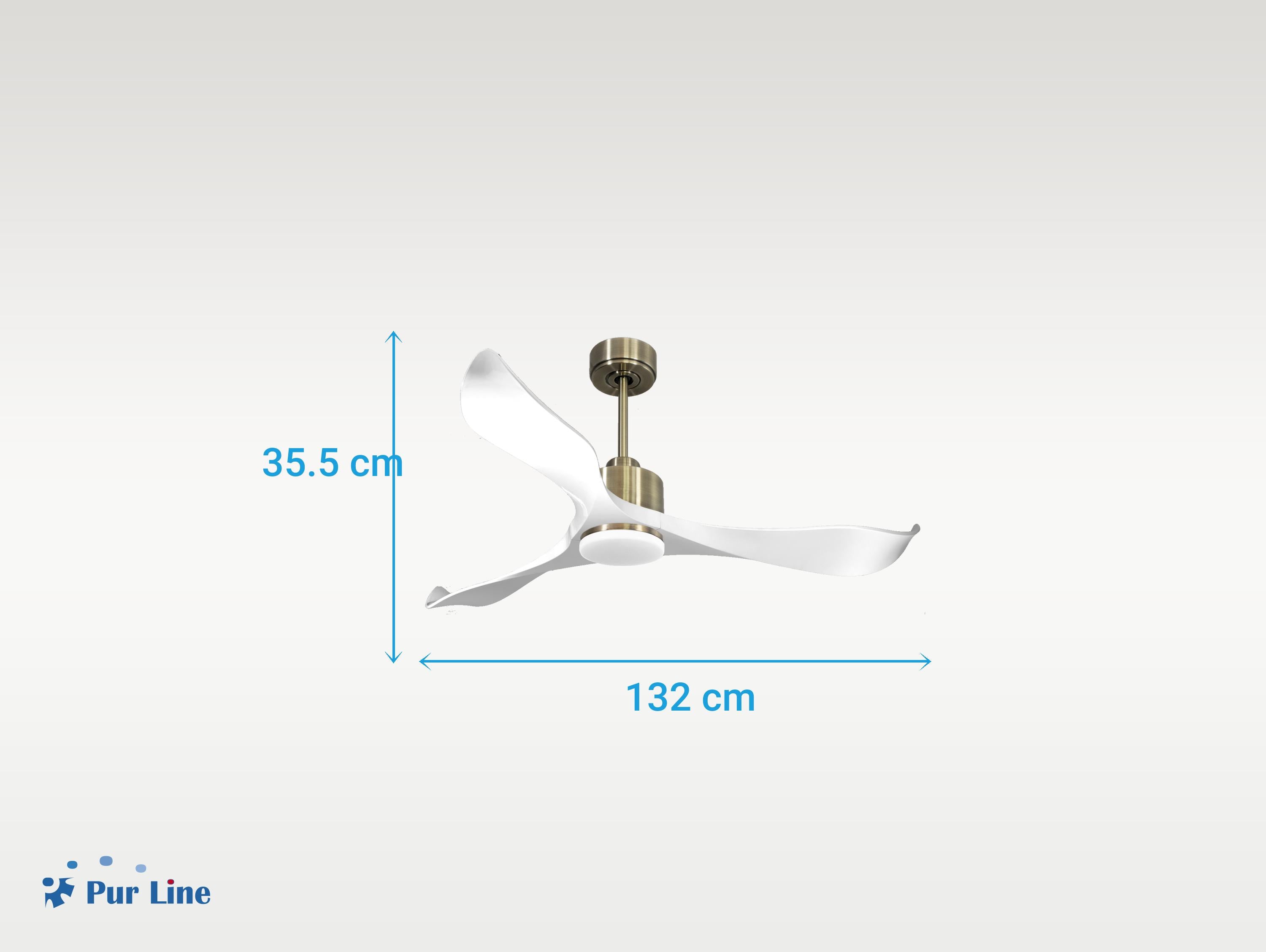 Ventilatore da soffitto Reversibile Termostato Dimmabile Wifi Motore CC Tetti inclinati Telecomando Luce a tre toni Adattatore 2/3 lame Hypersilence Memoria