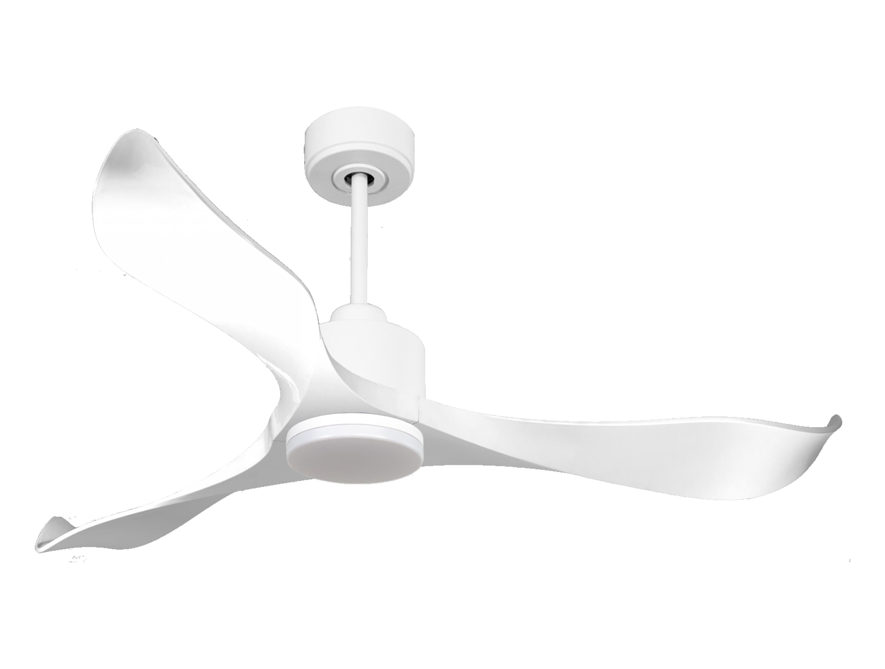 Ventilatore da soffitto Reversibile Termostato Dimmabile Wifi Motore CC Tetti inclinati Telecomando Luce a tre toni Adattatore 2/3 lame Hypersilence Memoria