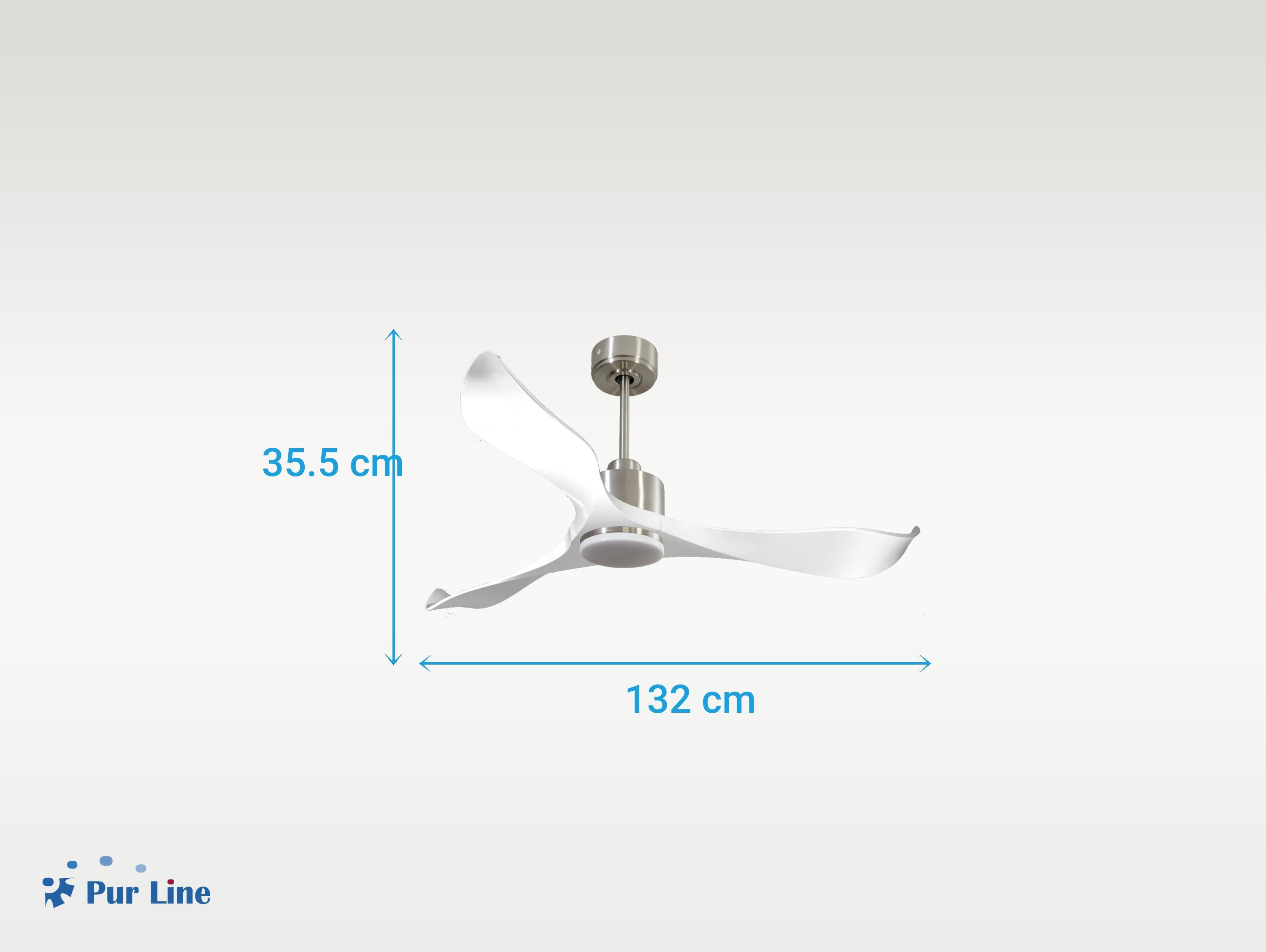 Ventilatore da soffitto Reversibile Termostato Dimmabile Wifi Motore CC Tetti inclinati Telecomando Luce a tre toni Adattatore 2/3 lame Hypersilence Memoria