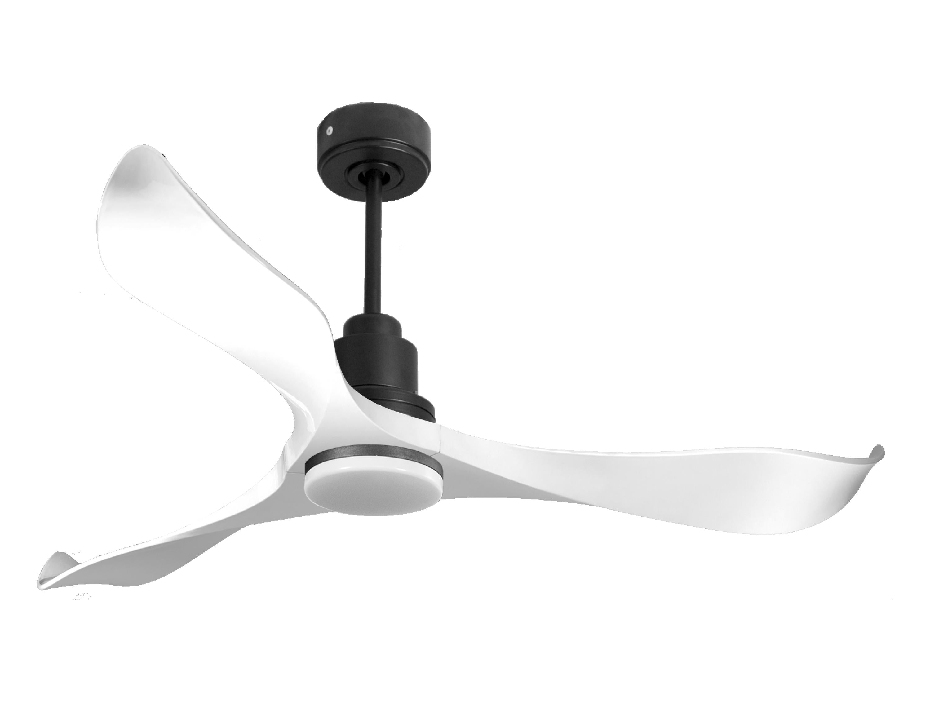 Ventilatore da soffitto Reversibile Termostato Dimmabile Wifi Motore CC Tetti inclinati Telecomando Luce a tre toni Adattatore 2/3 lame Hypersilence Memoria