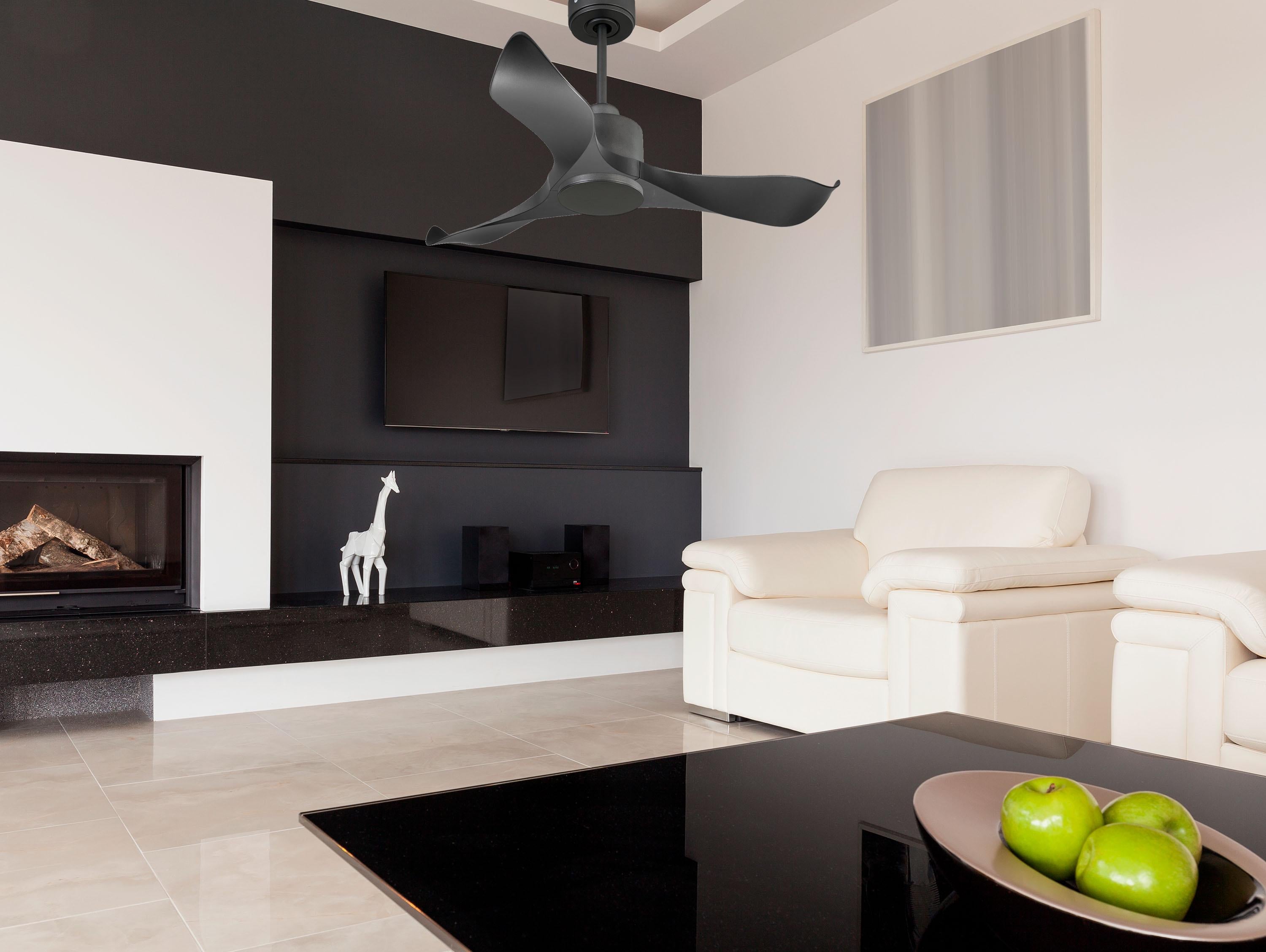 Ventilatore da soffitto Reversibile Termostato Wifi Motore CC Tetti inclinati Telecomando Adattatore 2/3 lame Hypersilence Memoria Shopify Vendible (AUTOMATICO)