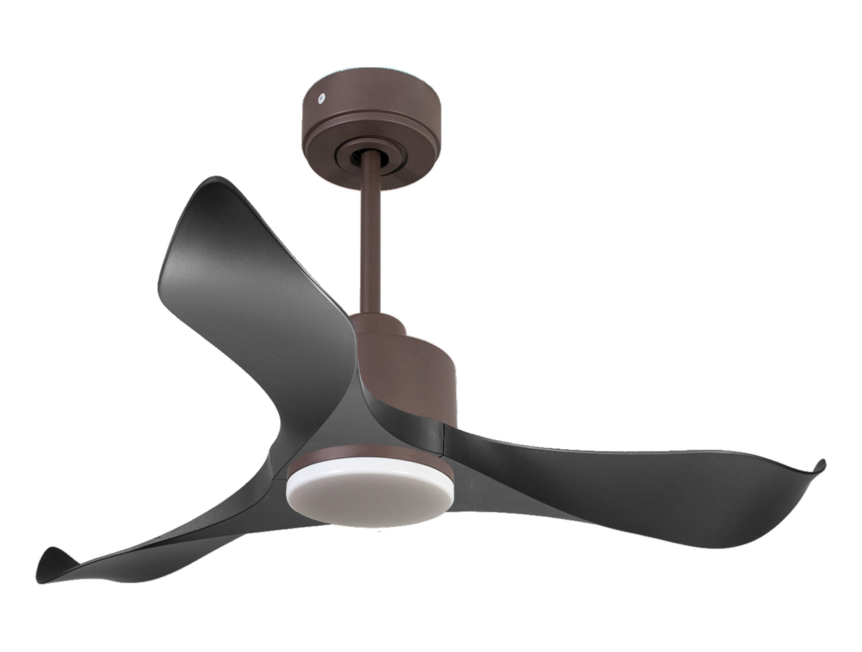 Ventilatore da soffitto Reversibile Termostato Dimmabile Wifi Motore CC Tetti inclinati Telecomando Luce a tre toni Adattatore 2/3 lame Hypersilence Memoria