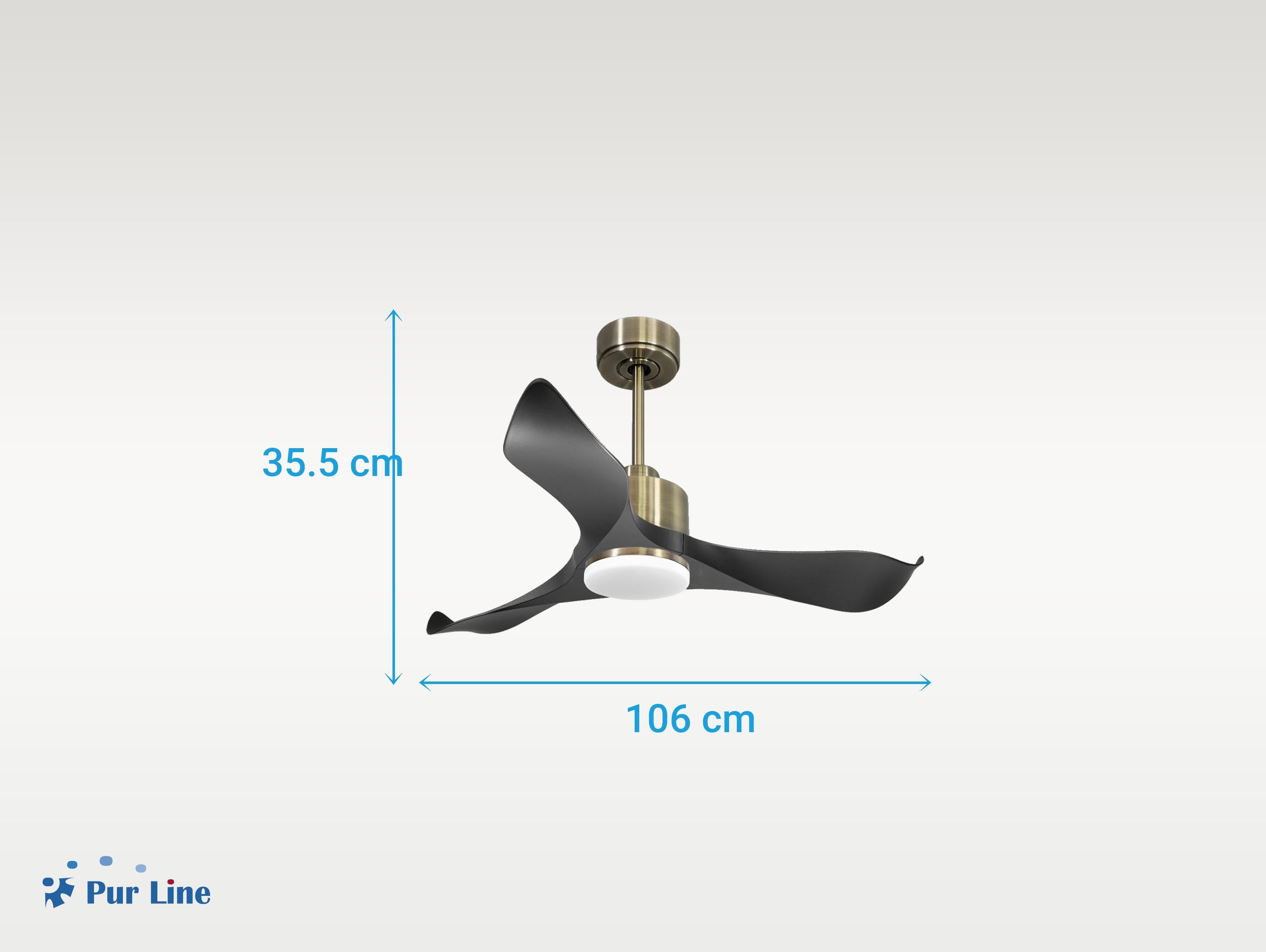 Ventilatore da soffitto Reversibile Termostato Dimmabile Wifi Motore CC Tetti inclinati Telecomando Luce a tre toni Adattatore 2/3 lame Hypersilence Memoria