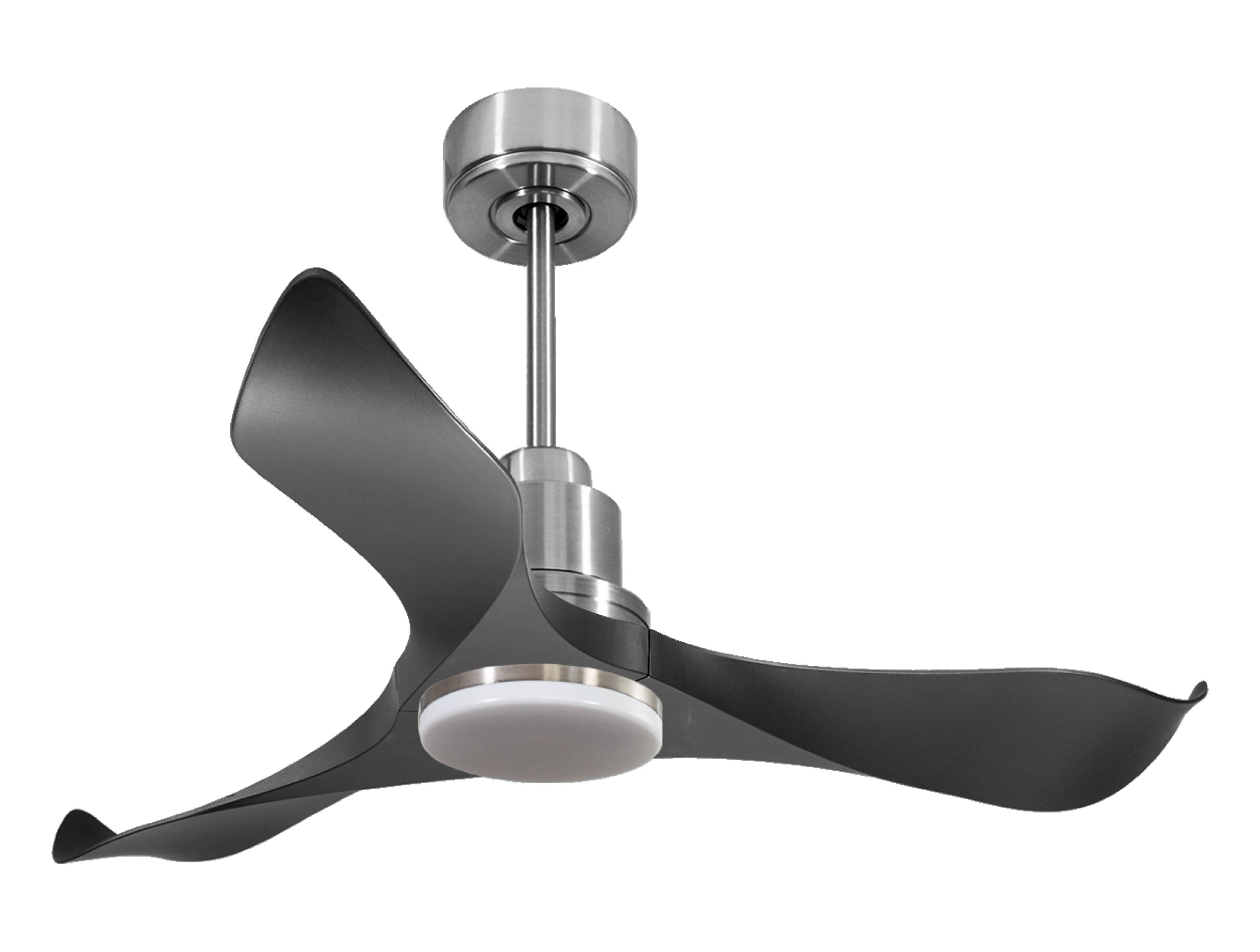 Ventilatore da soffitto Reversibile Termostato Dimmabile Wifi Motore CC Tetti inclinati Telecomando Luce a tre toni Adattatore 2/3 lame Hypersilence Memoria
