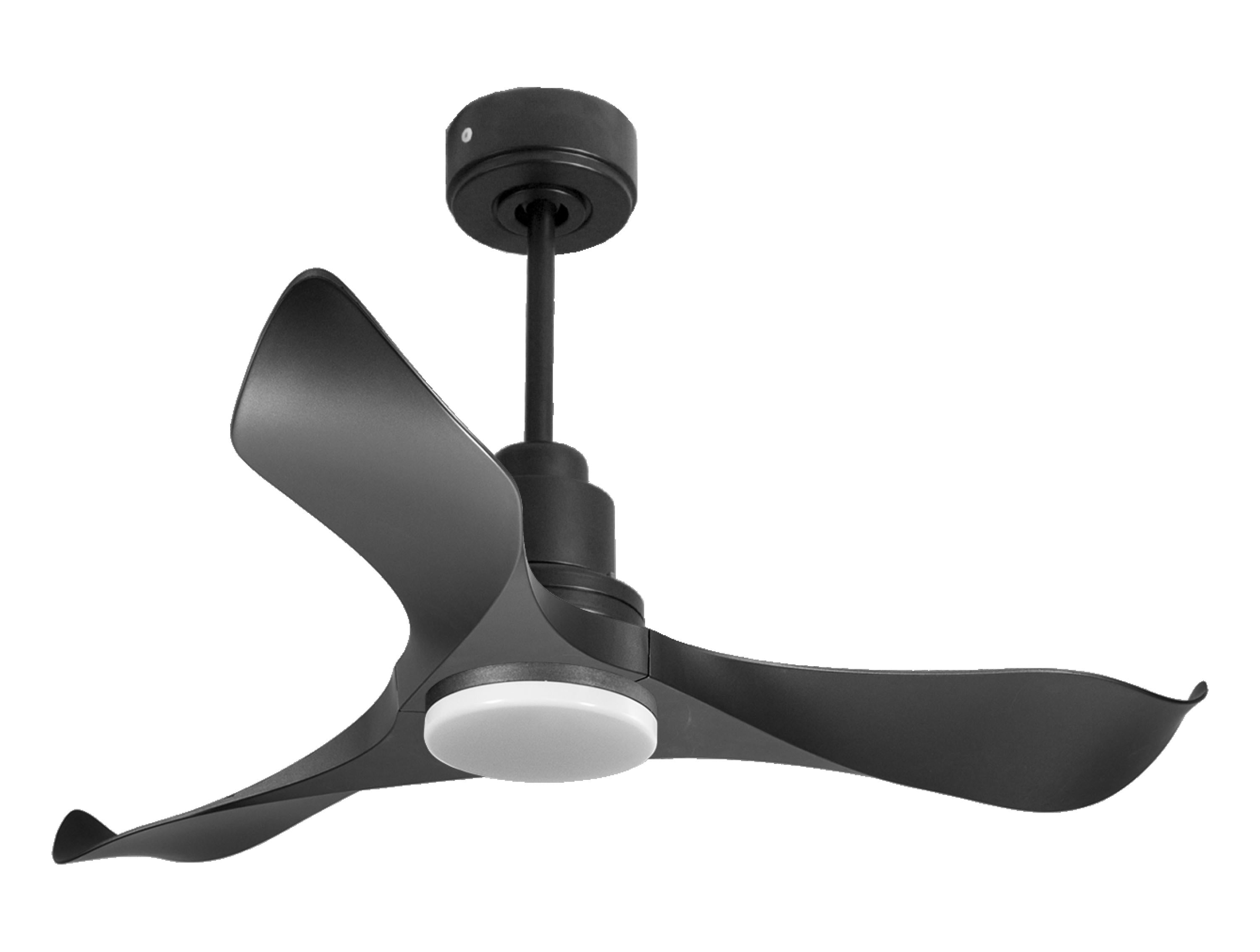 Ventilatore da soffitto Reversibile Termostato Dimmabile Wifi Motore CC Tetti inclinati Telecomando Luce a tre toni Adattatore 2/3 lame Hypersilence Memoria
