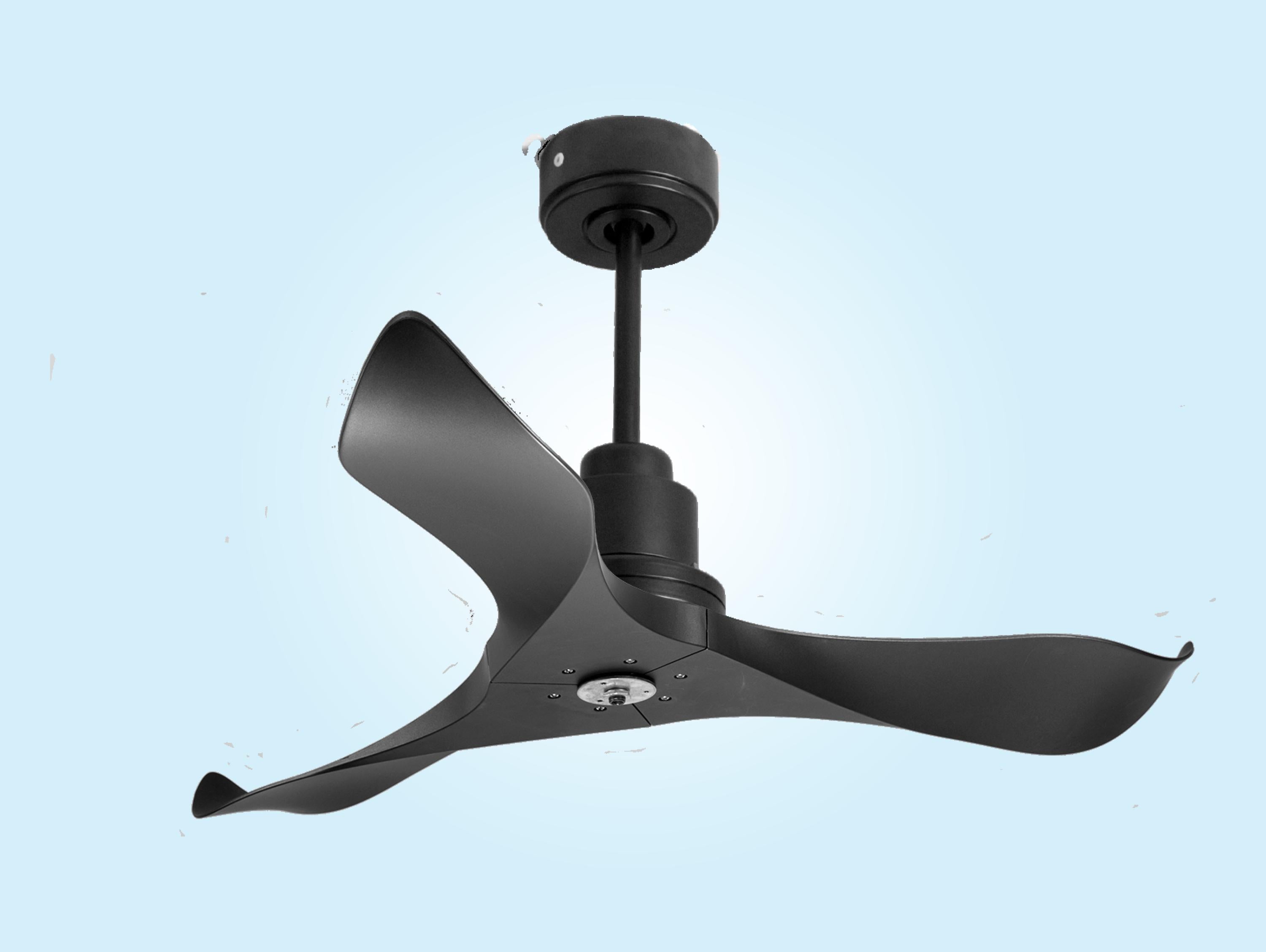 Ventilatore da soffitto Reversibile Termostato Dimmabile Wifi Motore CC Tetti inclinati Telecomando Luce a tre toni Adattatore 2/3 lame Hypersilence Memoria