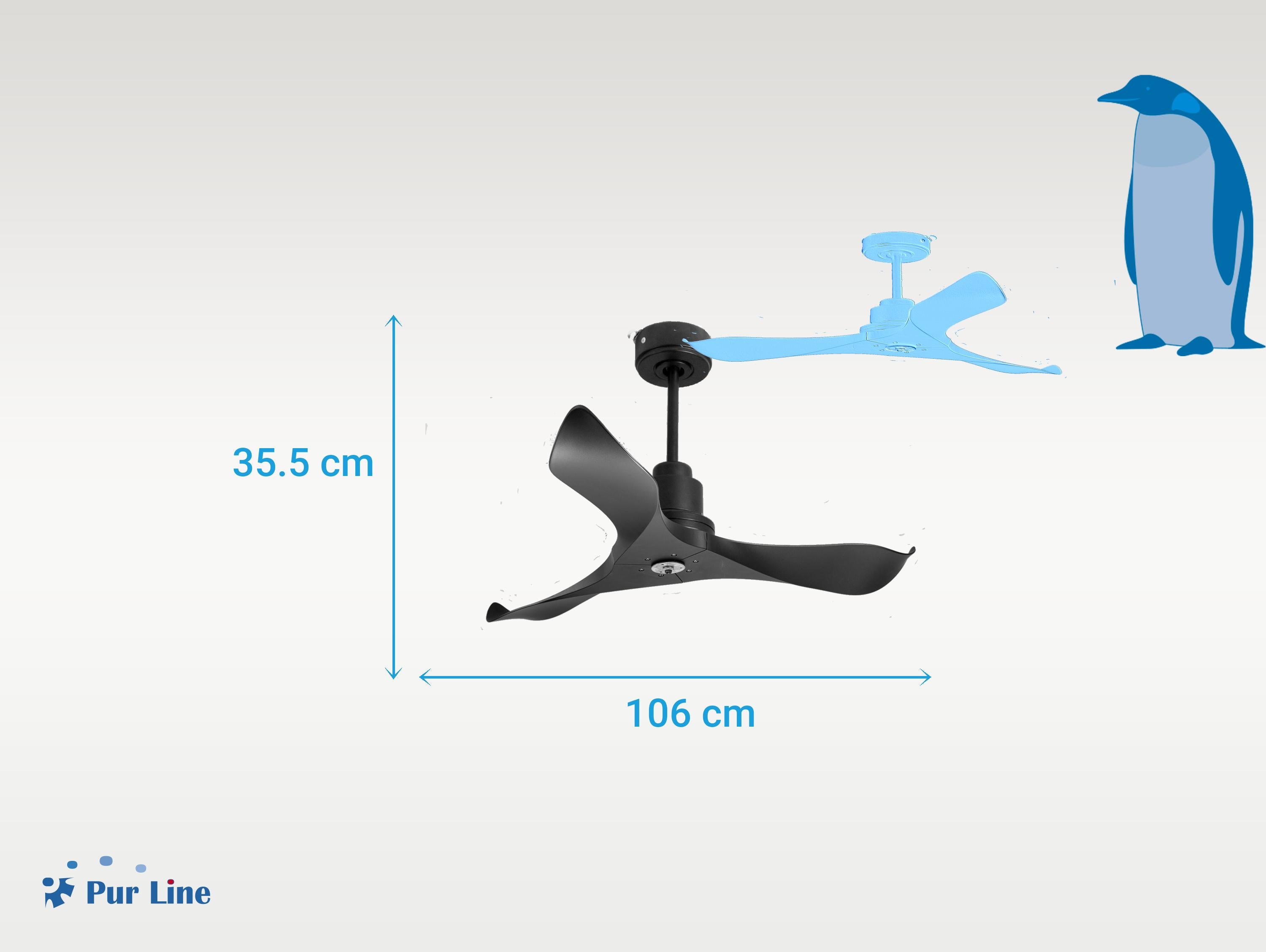 Ventilatore da soffitto Reversibile Termostato Dimmabile Wifi Motore CC Tetti inclinati Telecomando Luce a tre toni Adattatore 2/3 lame Hypersilence Memoria