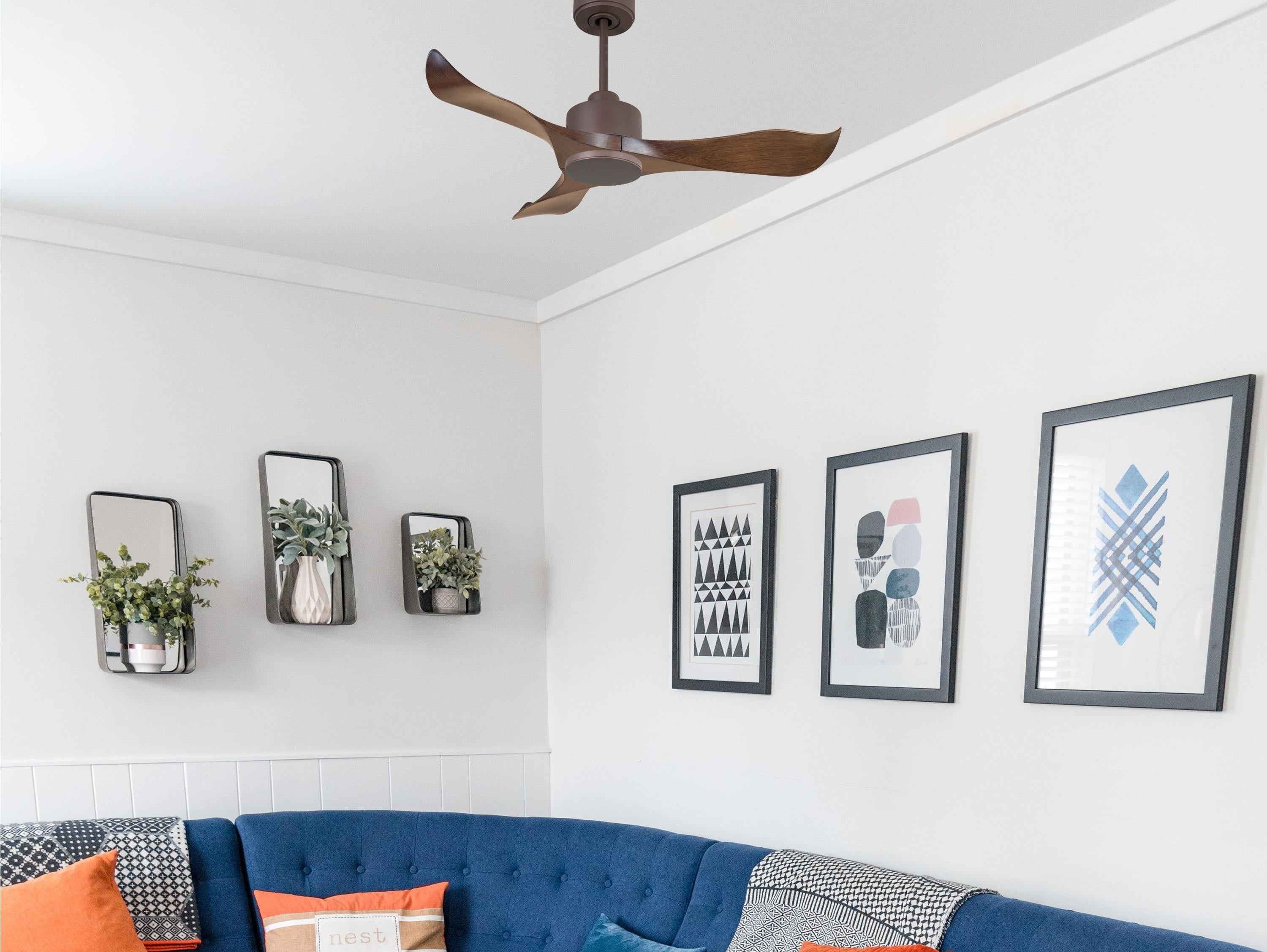 Ventilatore da soffitto Reversibile Termostato Wifi Motore CC Tetti inclinati Telecomando Adattatore 2/3 lame Hypersilence Memoria