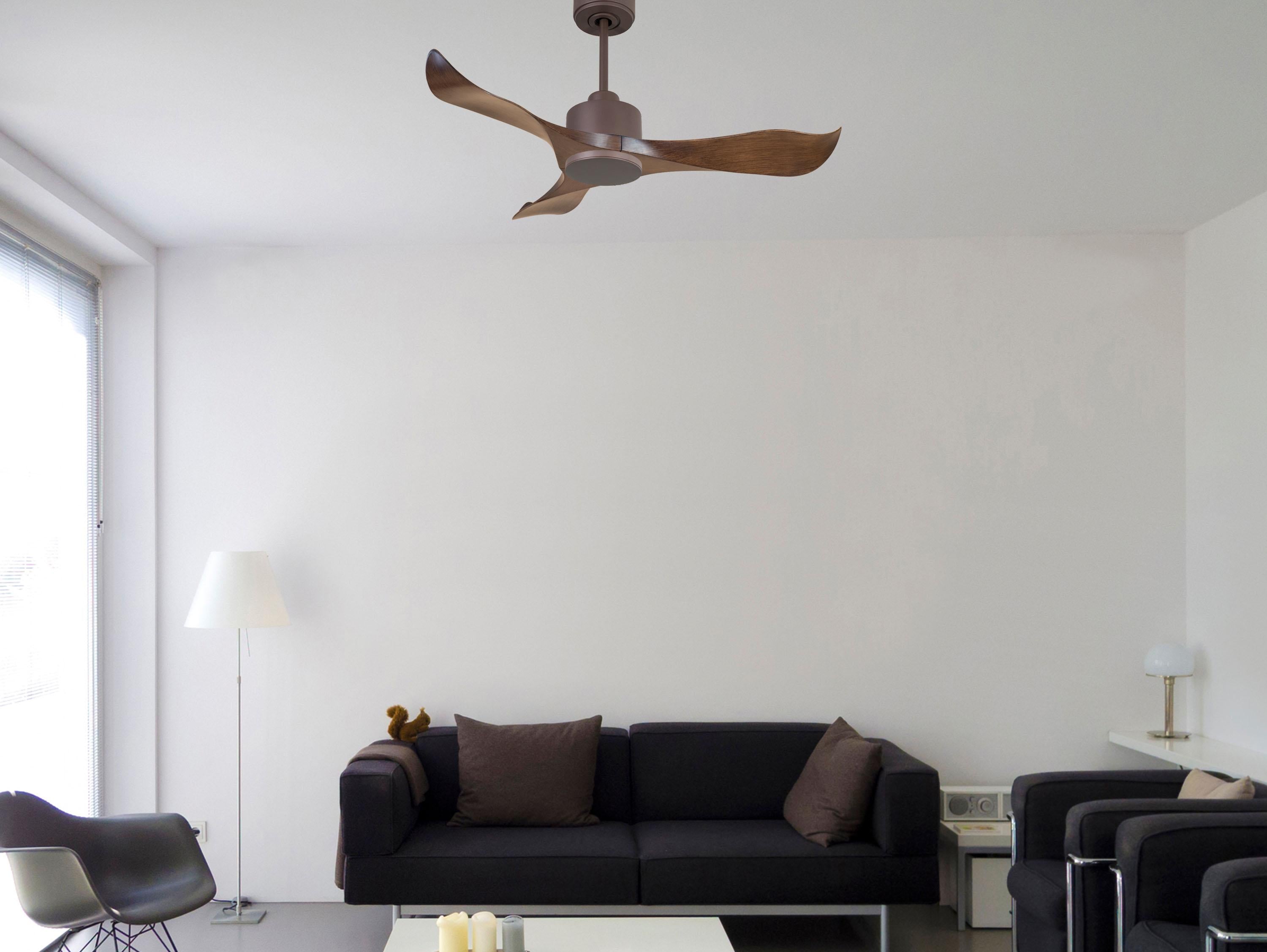 Ventilatore da soffitto Reversibile Termostato Wifi Motore CC Tetti inclinati Telecomando Adattatore 2/3 lame Hypersilence Memoria