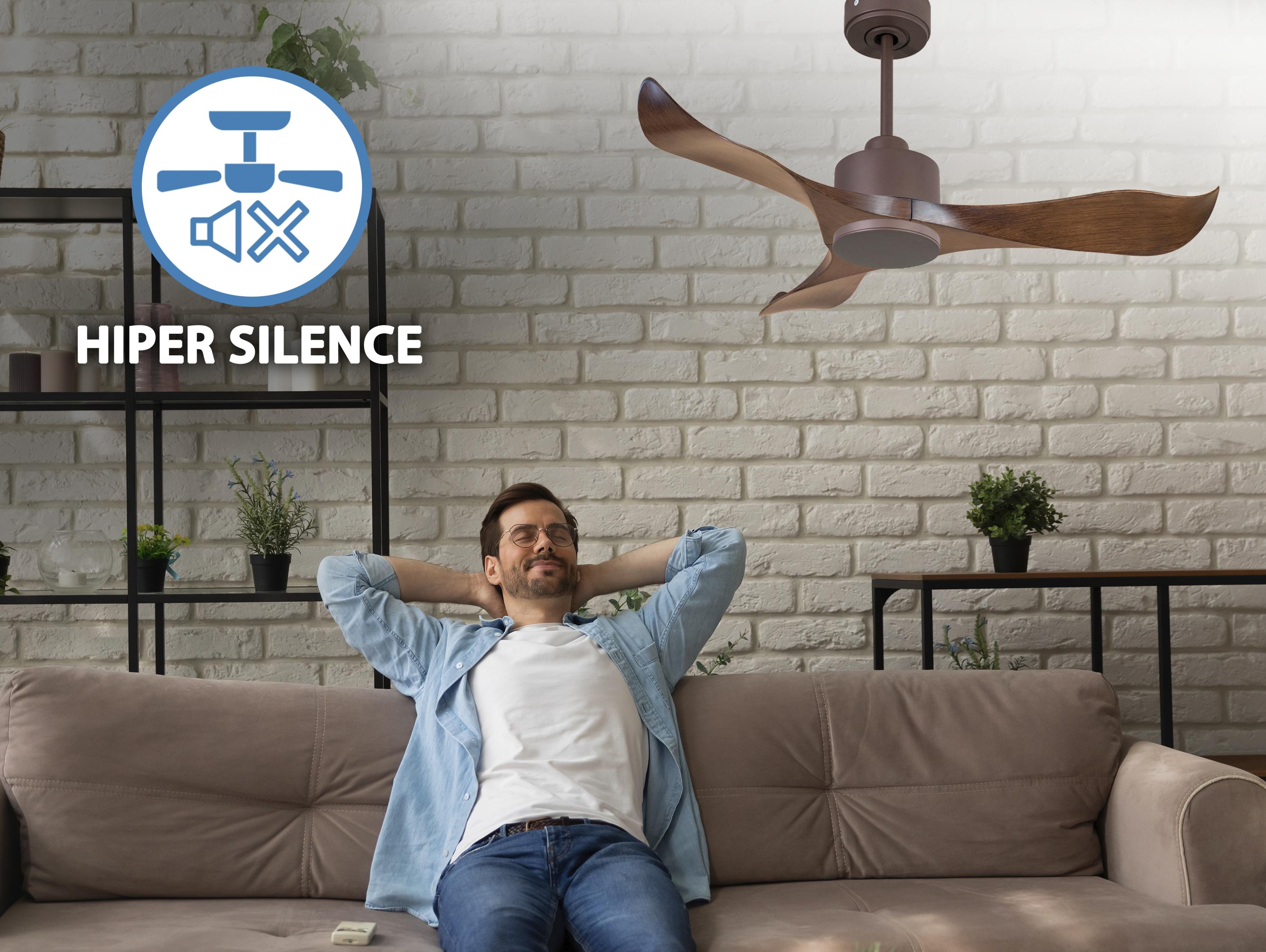 Ventilatore da soffitto Reversibile Termostato Wifi Motore CC Tetti inclinati Telecomando Adattatore 2/3 lame Hypersilence Memoria