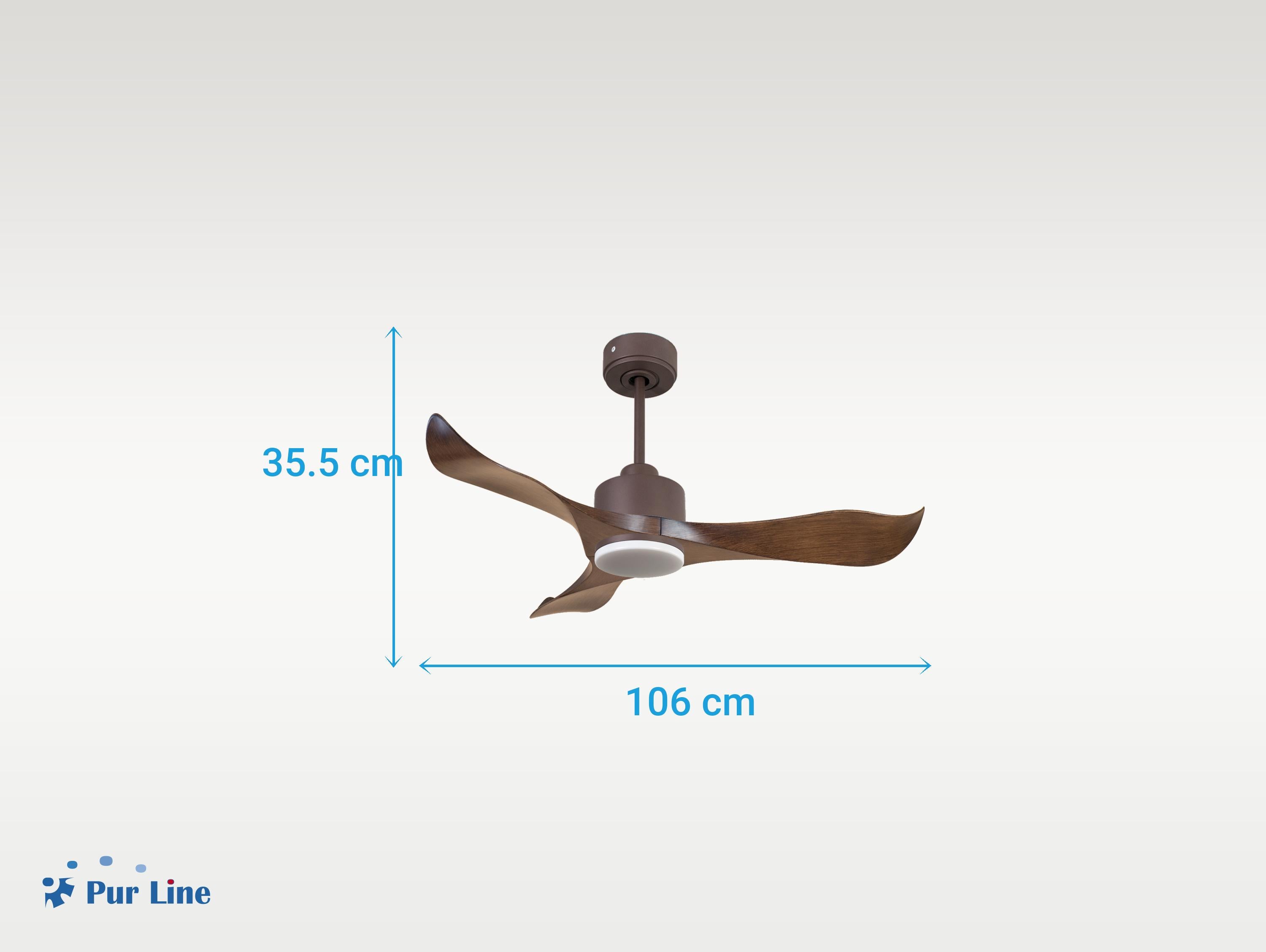 Ventilatore da soffitto Reversibile Termostato Dimmabile Wifi Motore CC Tetti inclinati Telecomando Luce a tre toni Adattatore 2/3 lame Hypersilence Memoria