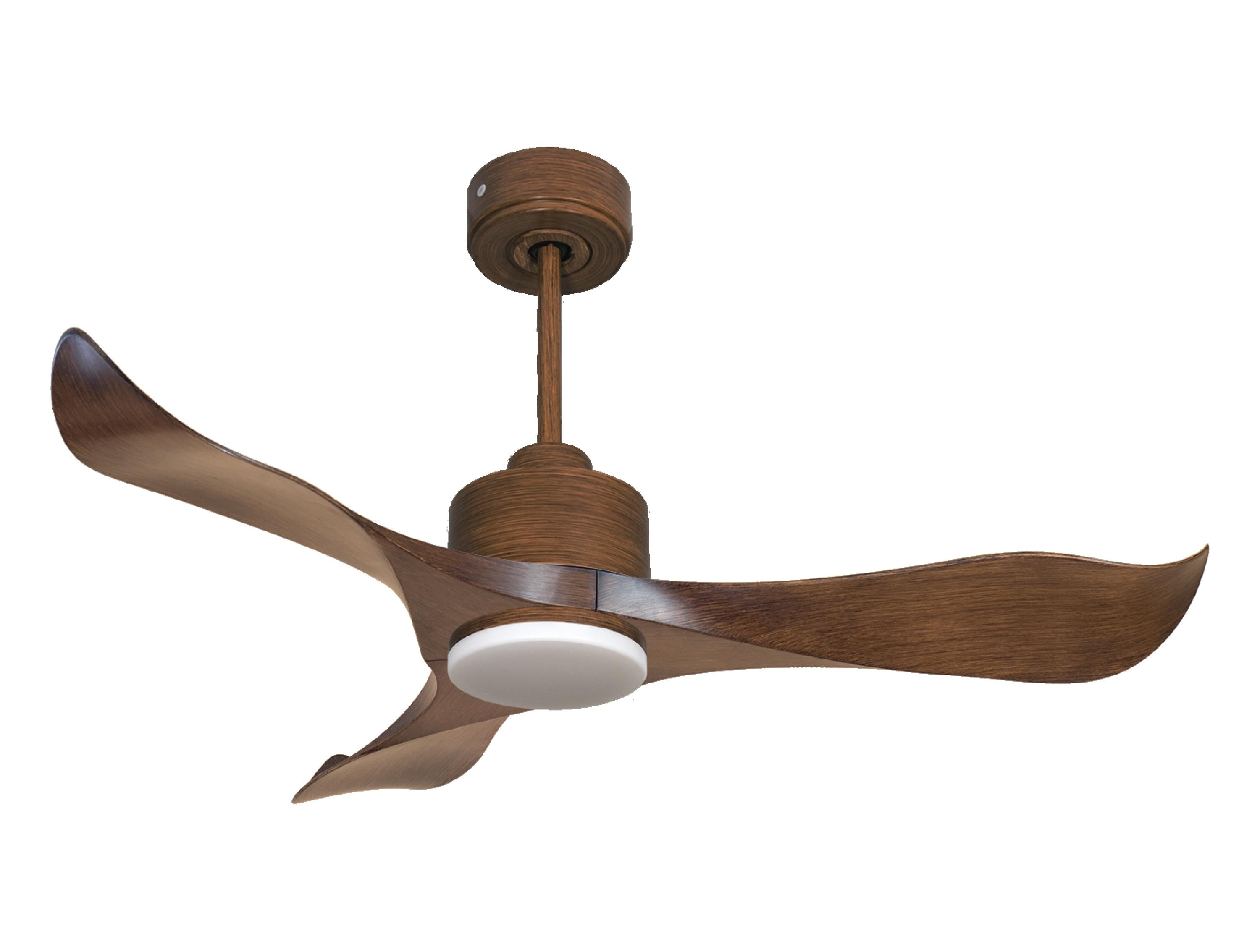 Ventilatore da soffitto Reversibile Termostato Dimmabile Wifi Motore CC Tetti inclinati Telecomando Luce a tre toni Adattatore 2/3 lame Hypersilence Memoria