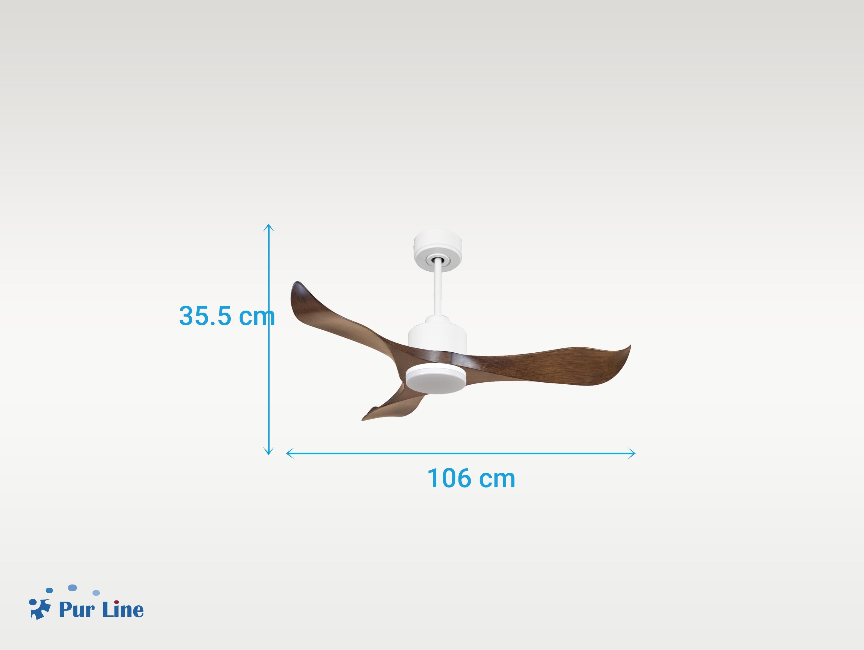 Ventilatore da soffitto Reversibile Termostato Dimmabile Wifi Motore CC Tetti inclinati Telecomando Luce a tre toni Adattatore 2/3 lame Hypersilence Memoria