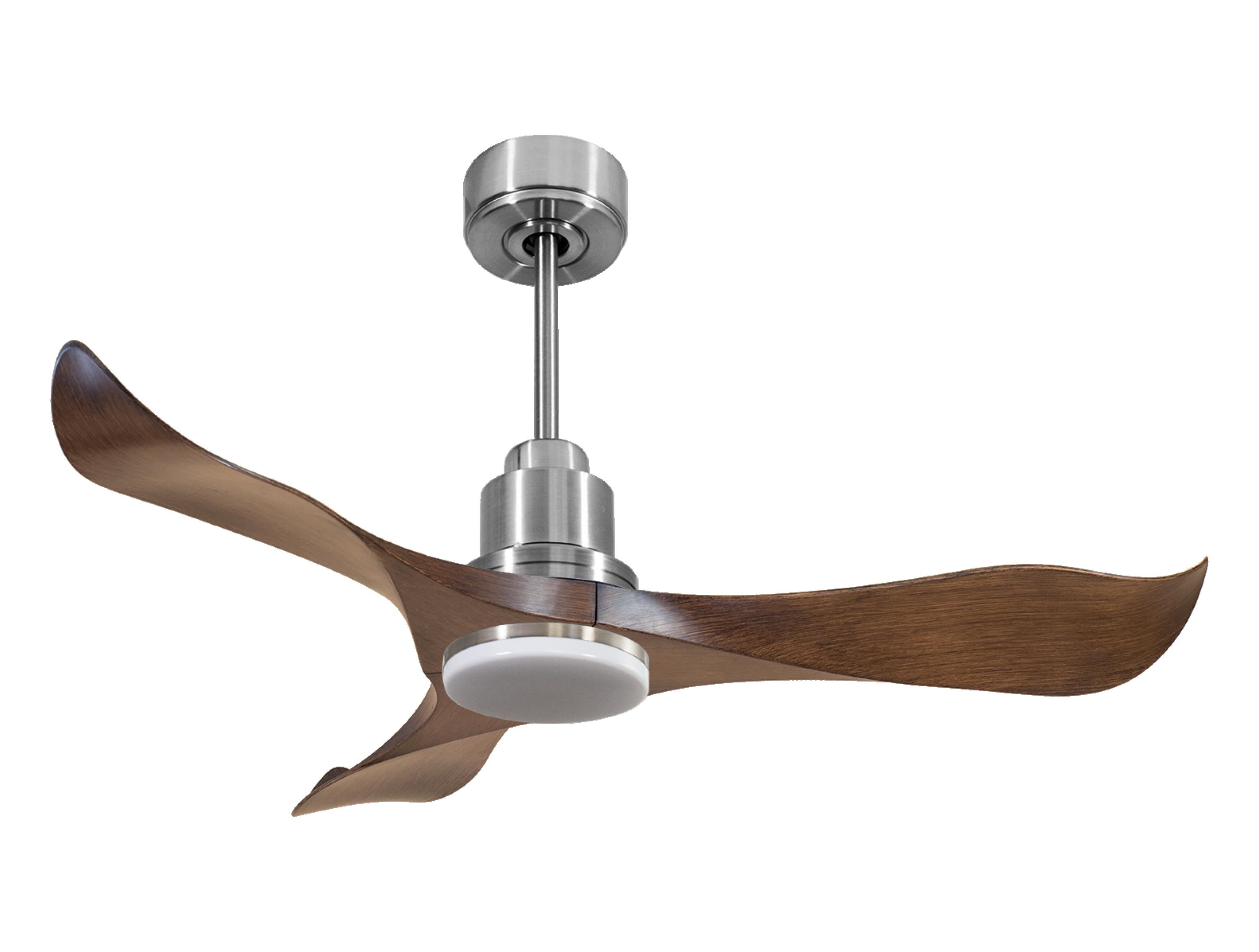 Ventilatore da soffitto Reversibile Termostato Dimmabile Wifi Motore CC Tetti inclinati Telecomando Luce a tre toni Adattatore 2/3 lame Hypersilence Memoria
