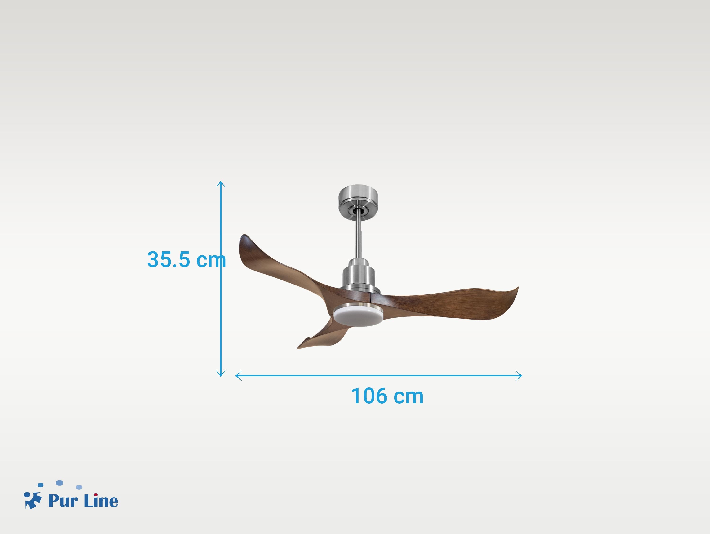 Ventilatore da soffitto Reversibile Termostato Dimmabile Wifi Motore CC Tetti inclinati Telecomando Luce a tre toni Adattatore 2/3 lame Hypersilence Memoria