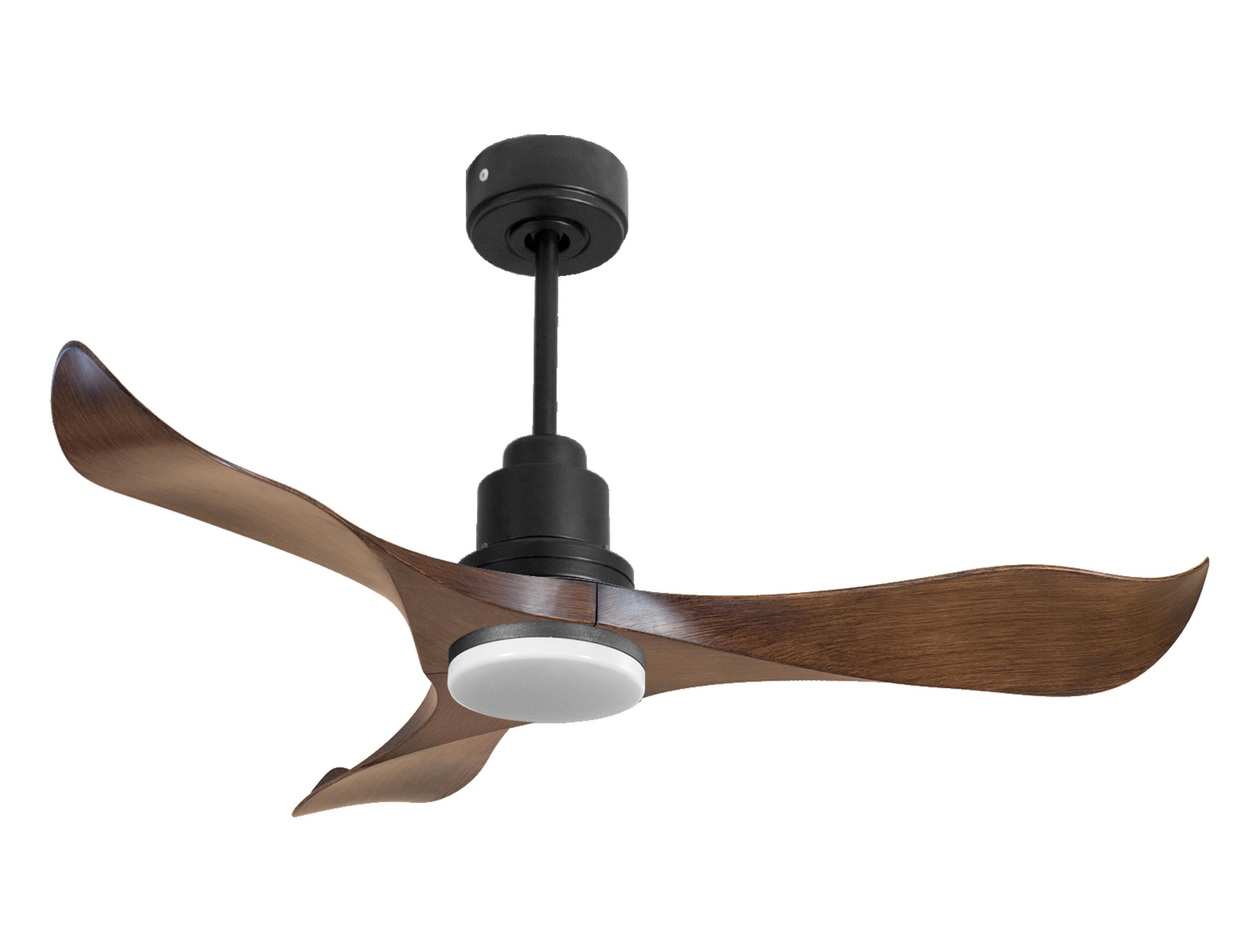 Ventilatore da soffitto Reversibile Termostato Dimmabile Wifi Motore CC Tetti inclinati Telecomando Luce a tre toni Adattatore 2/3 lame Hypersilence Memoria