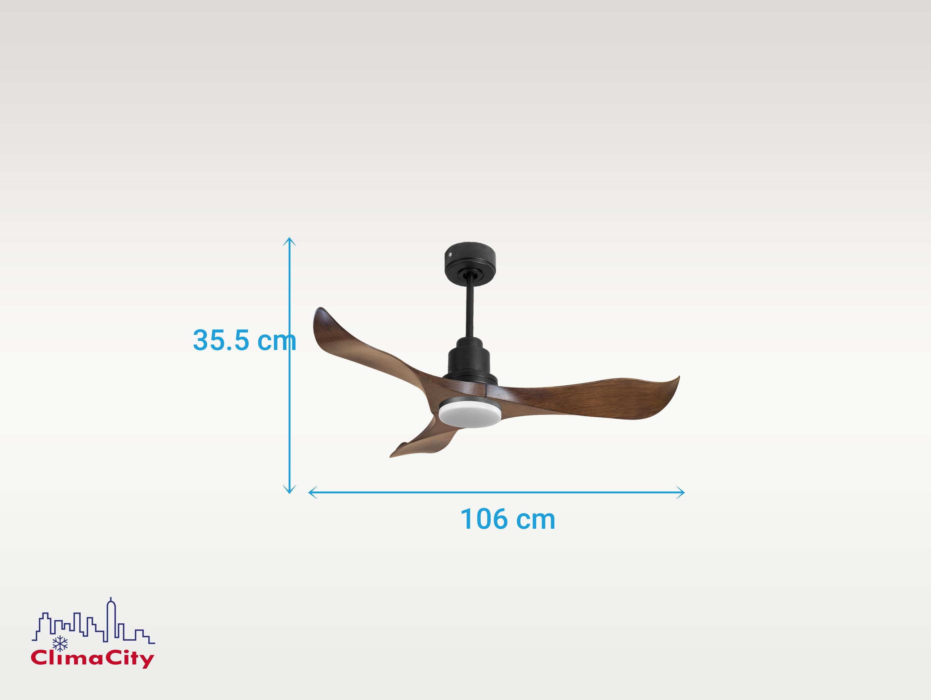 Ventilatore da soffitto Reversibile Termostato Dimmabile Wifi Motore CC Tetti inclinati Telecomando Luce a tre toni Adattatore 2/3 lame Hypersilence Memoria
