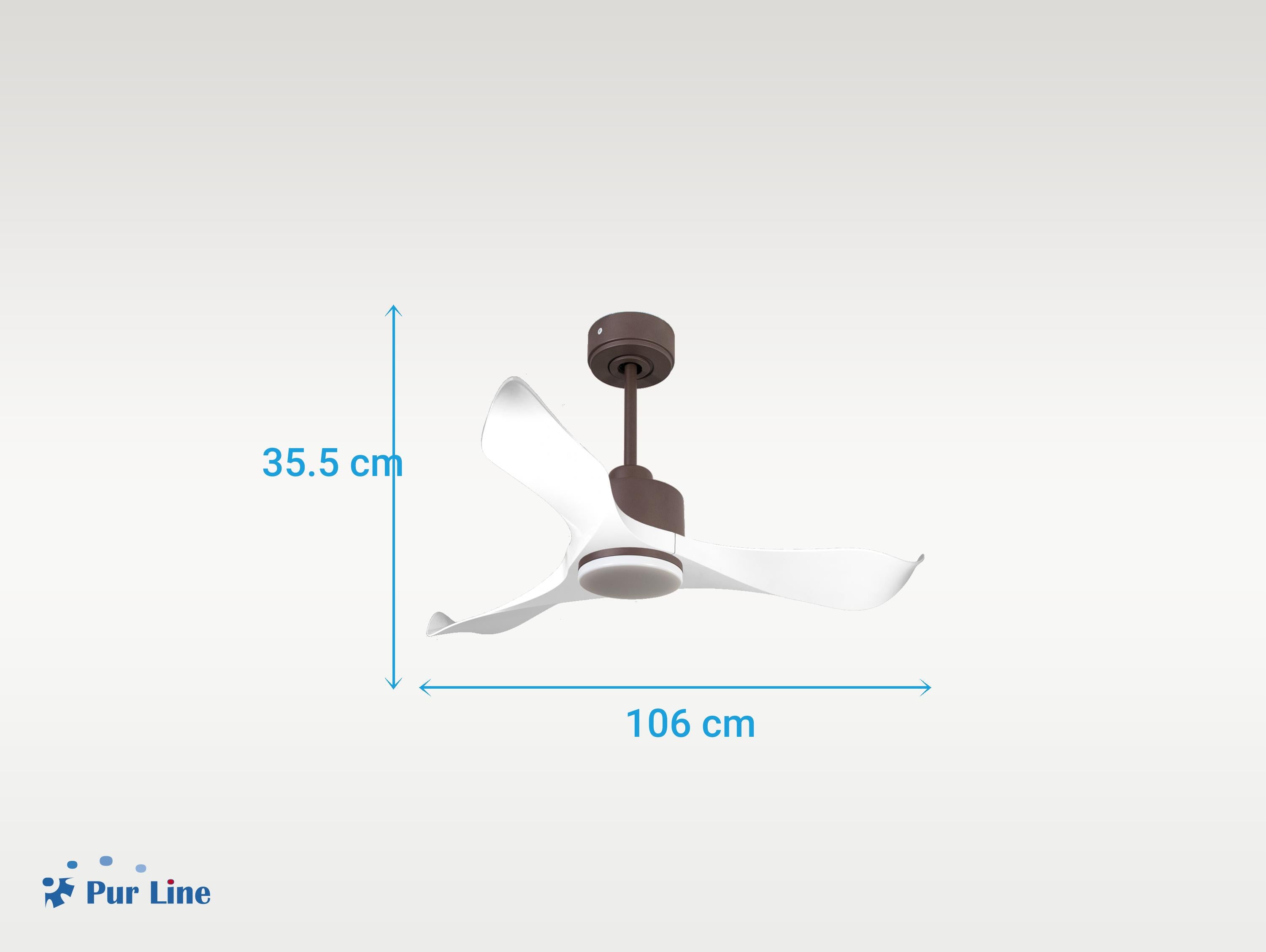 Ventilatore da soffitto Reversibile Termostato Dimmabile Wifi Motore CC Tetti inclinati Telecomando Luce a tre toni Adattatore 2/3 lame Hypersilence Memoria