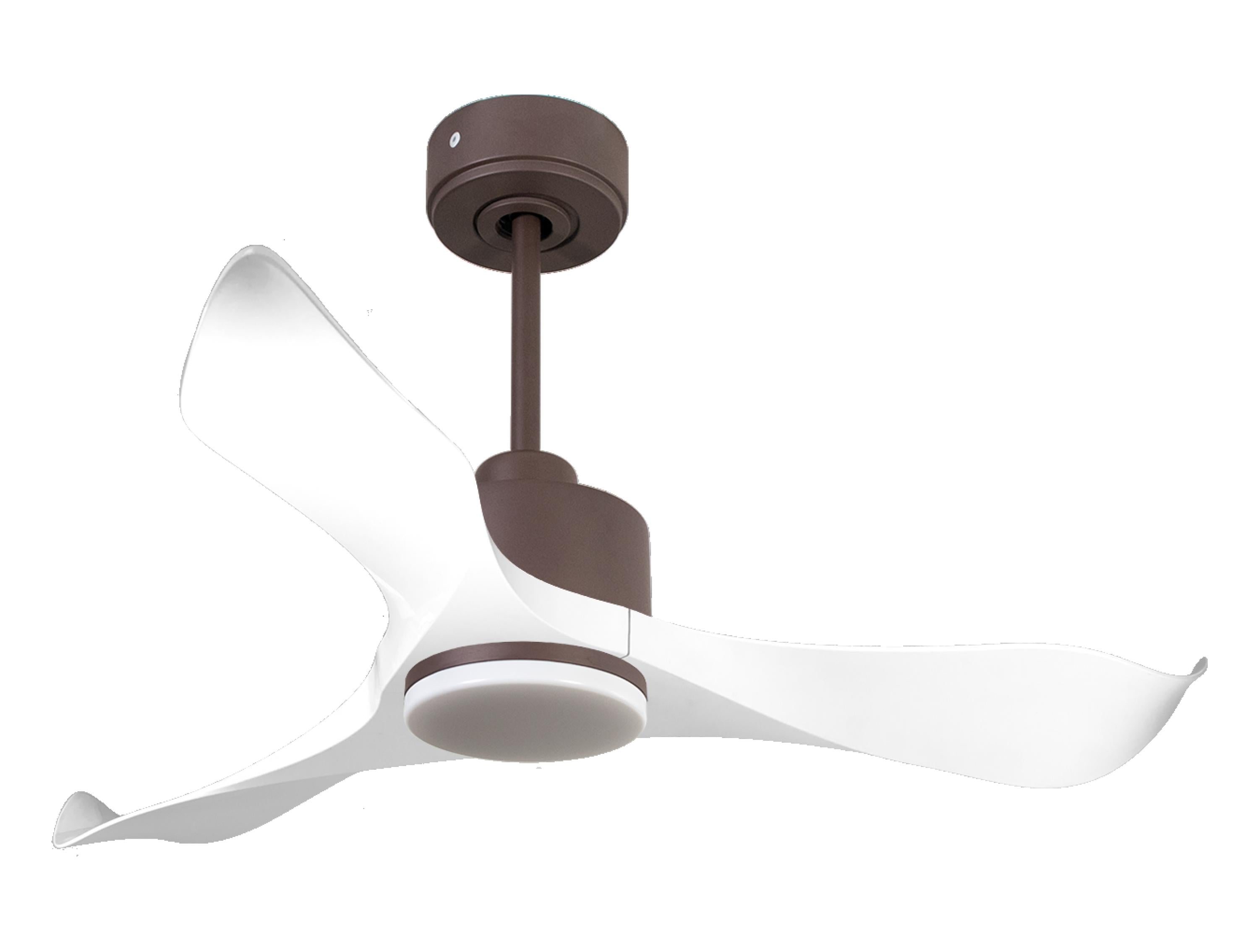 Ventilatore da soffitto Reversibile Termostato Dimmabile Wifi Motore CC Tetti inclinati Telecomando Luce a tre toni Adattatore 2/3 lame Hypersilence Memoria