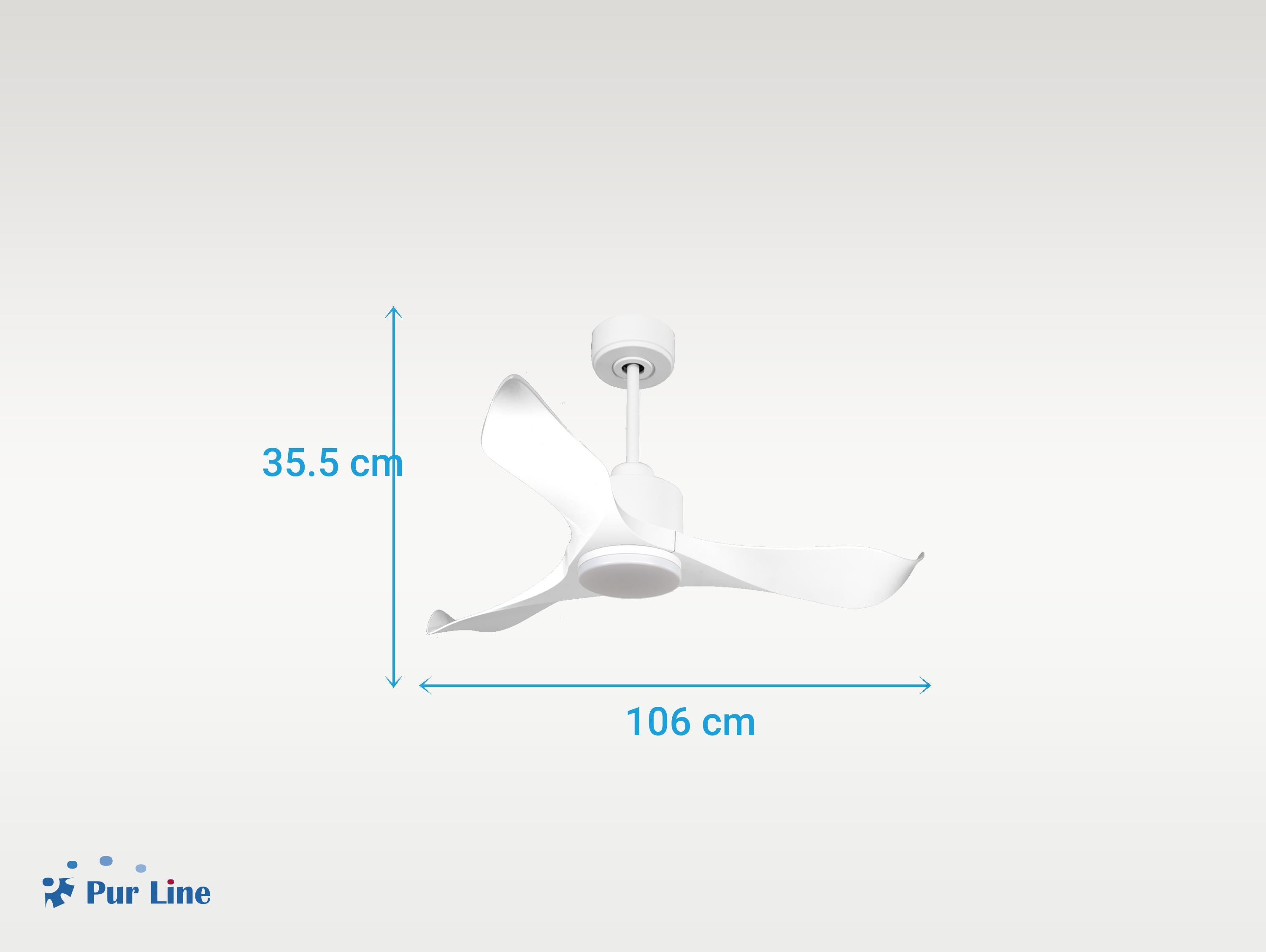 Ventilatore da soffitto Reversibile Termostato Dimmabile Wifi Motore CC Tetti inclinati Telecomando Luce a tre toni Adattatore 2/3 lame Hypersilence Memoria