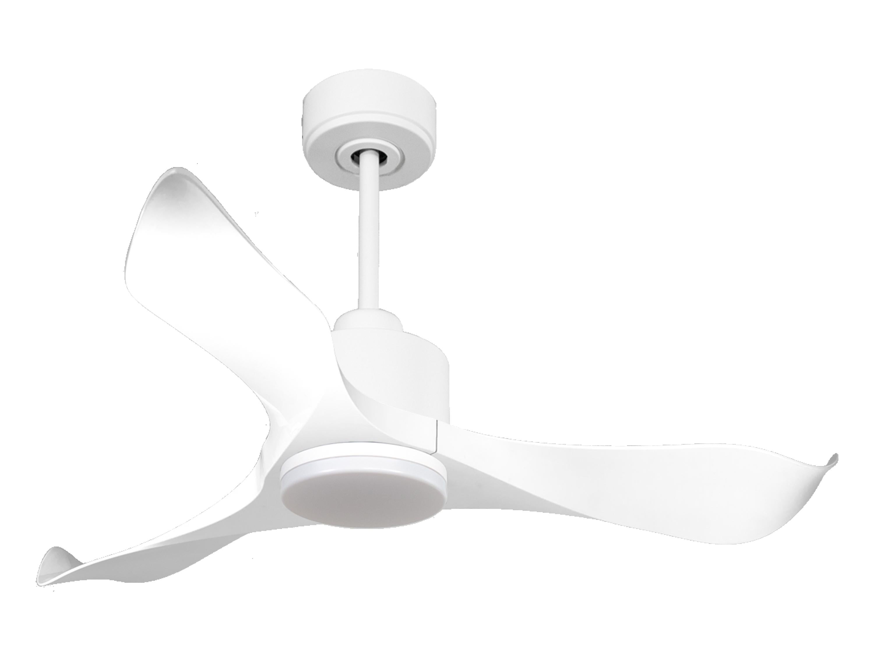 Ventilatore da soffitto Reversibile Termostato Dimmabile Wifi Motore CC Tetti inclinati Telecomando Luce a tre toni Adattatore 2/3 lame Hypersilence Memoria
